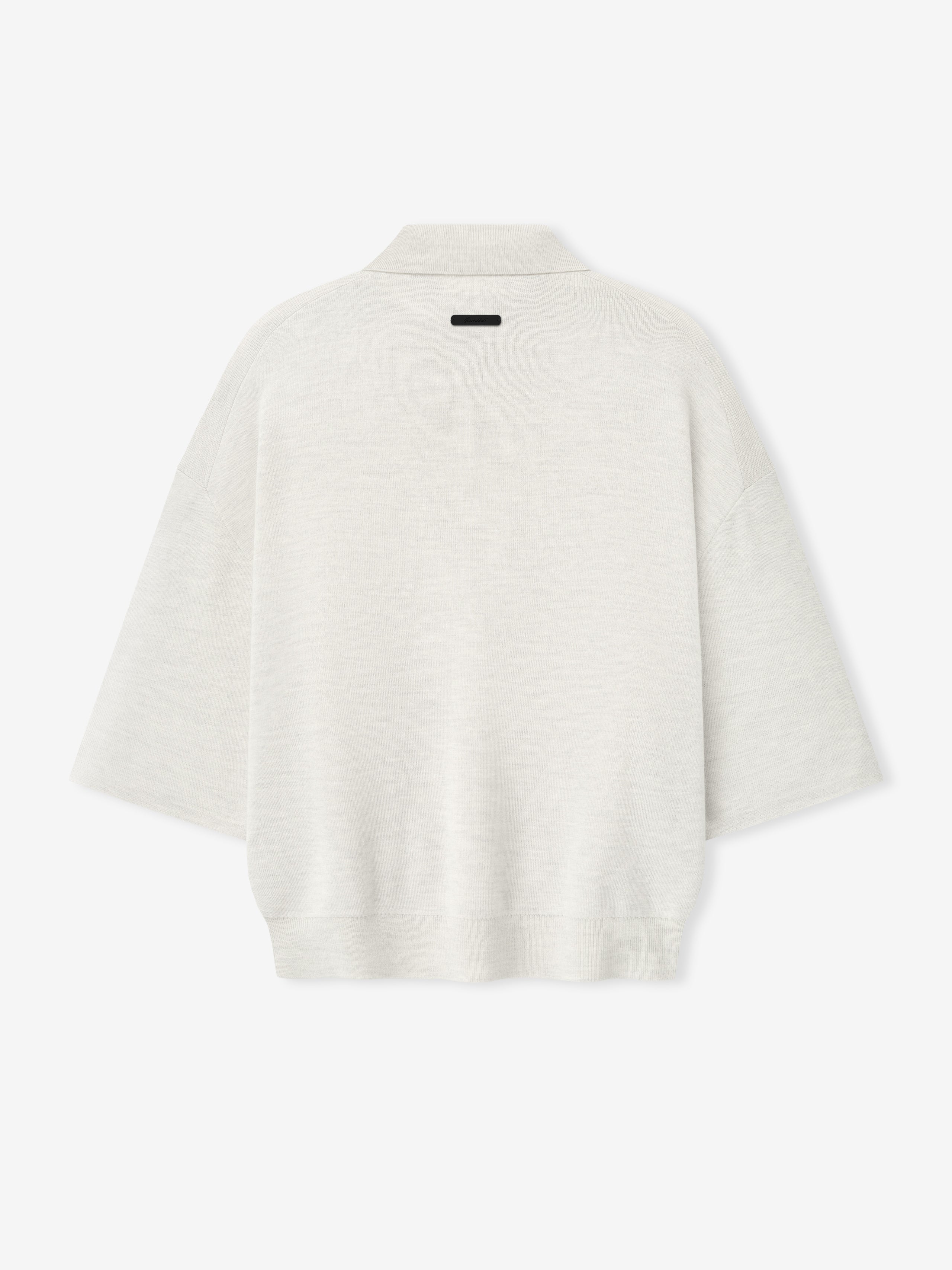 Essentials Signature 3/4 Sleeve 90S Knit Polo Oatmeal Heather