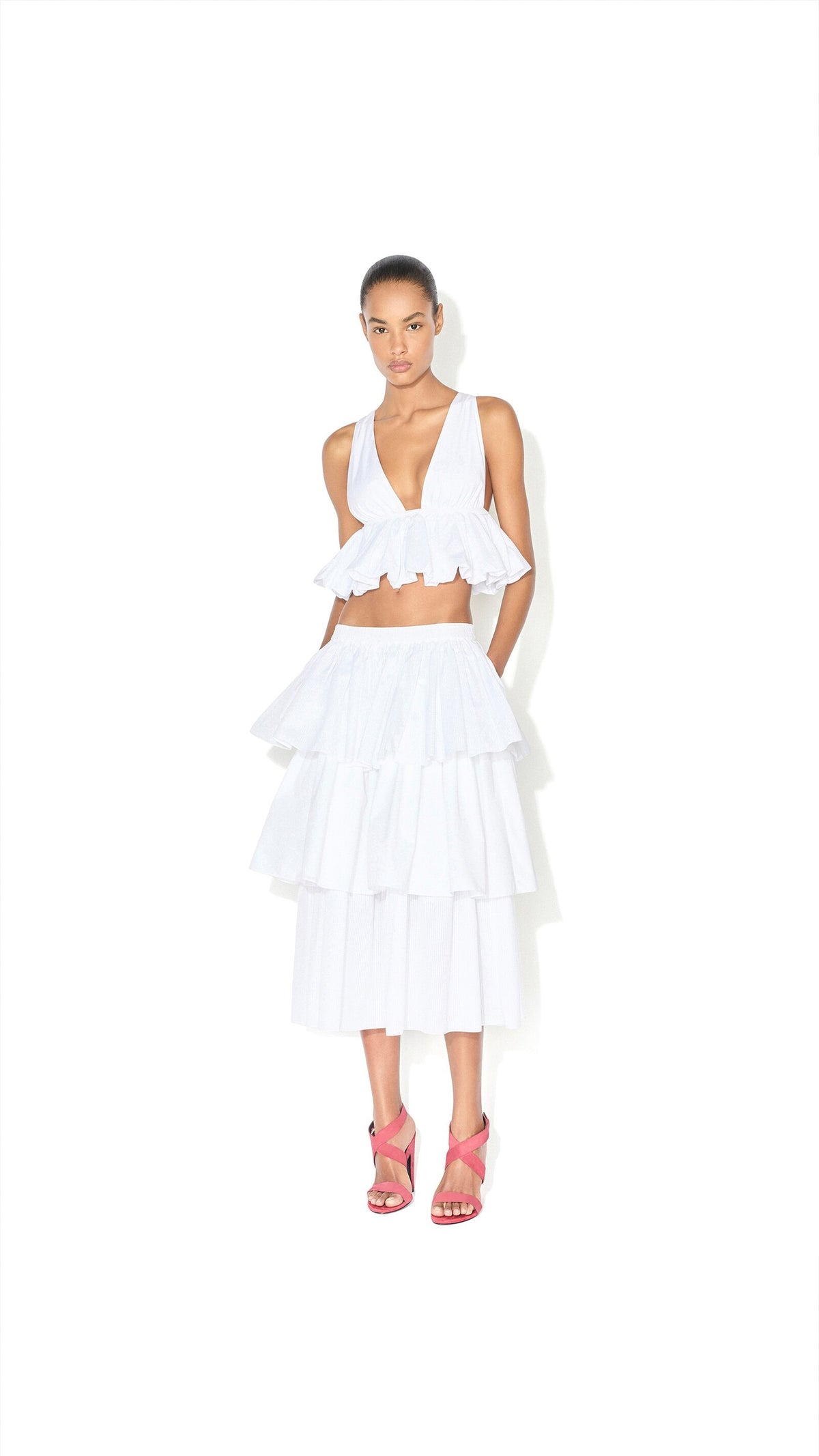 Alaïa Openwork Cotton Ruffle Skirt