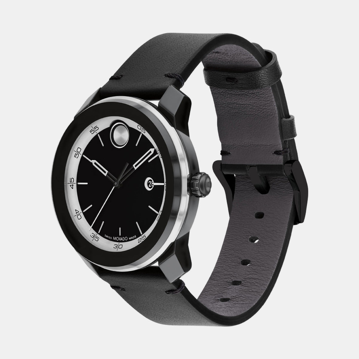 Movado Bold TR90 Men Quartz Black Dial Analog Stainless Steel Watch 3601154