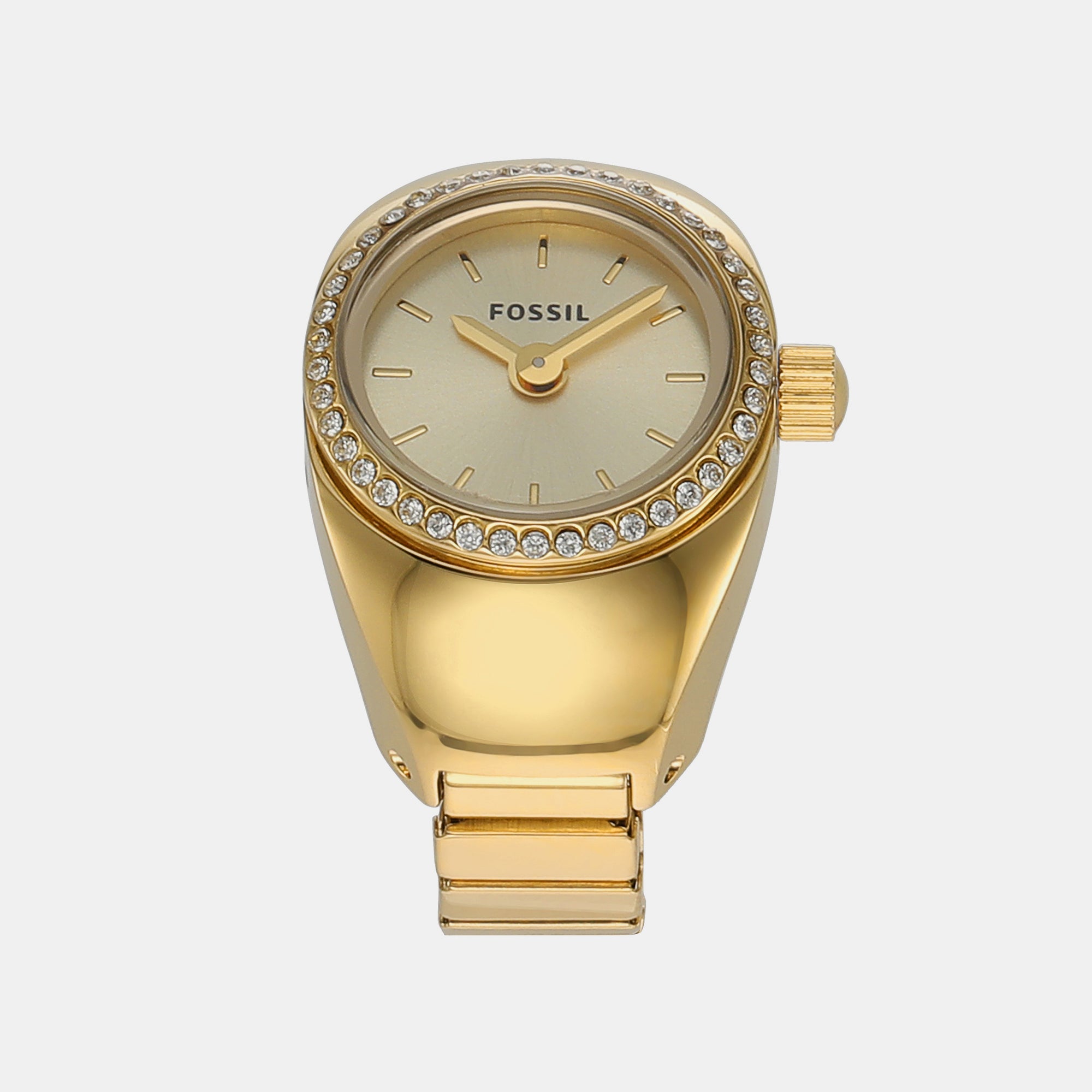 Fossil Watch Ring Women Quartz Gold Dial Analog Stainless Steel Watch Es5319