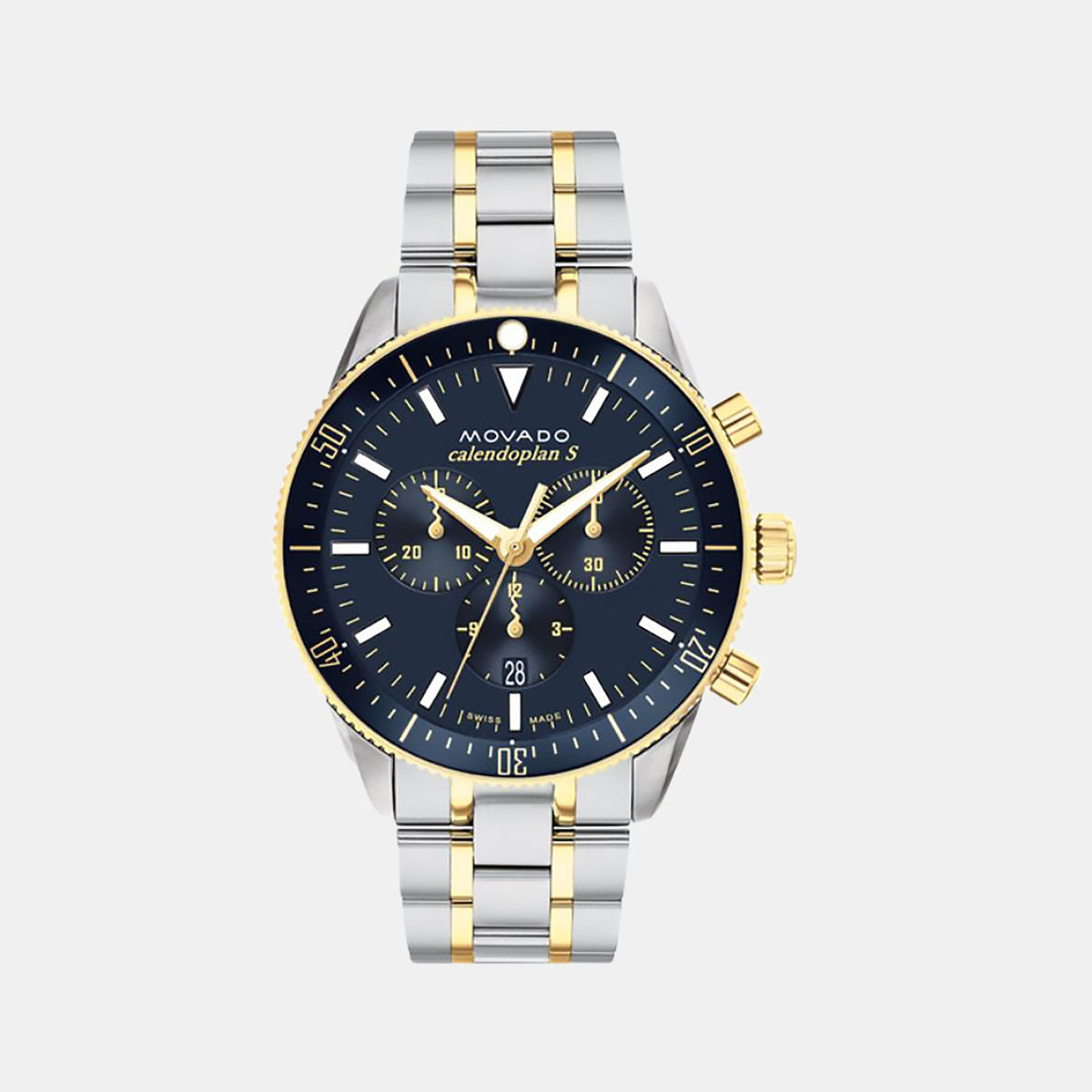 Movado Heritage Calendoplan S Men Quartz Blue Dial Chronograph Stainless Steel Watch 3650126