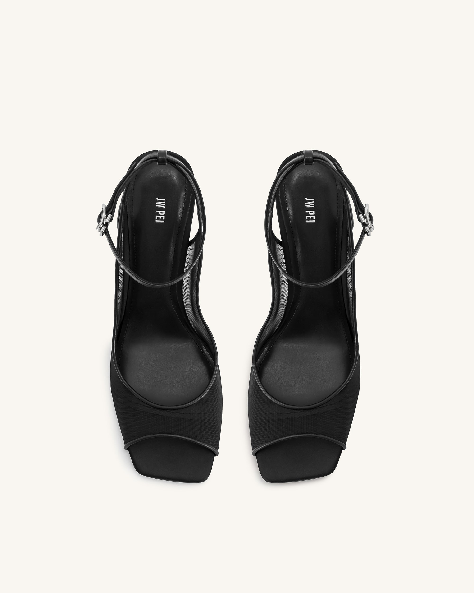 Jw Pei Serenity Open Toe Mesh Slingback Sandals Black