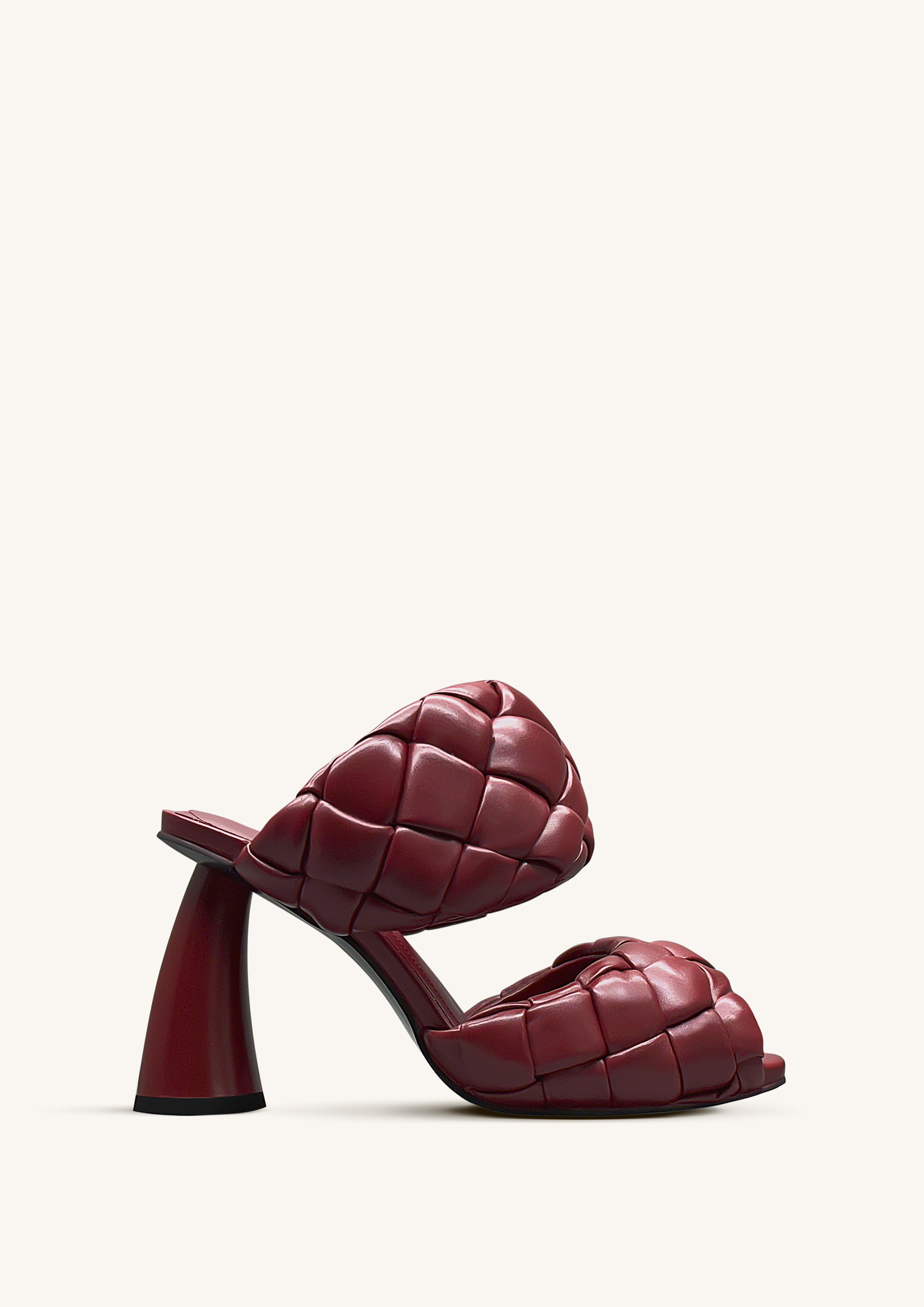 Jw Pei Lillian Weave Leather Heel Mules Burgundy