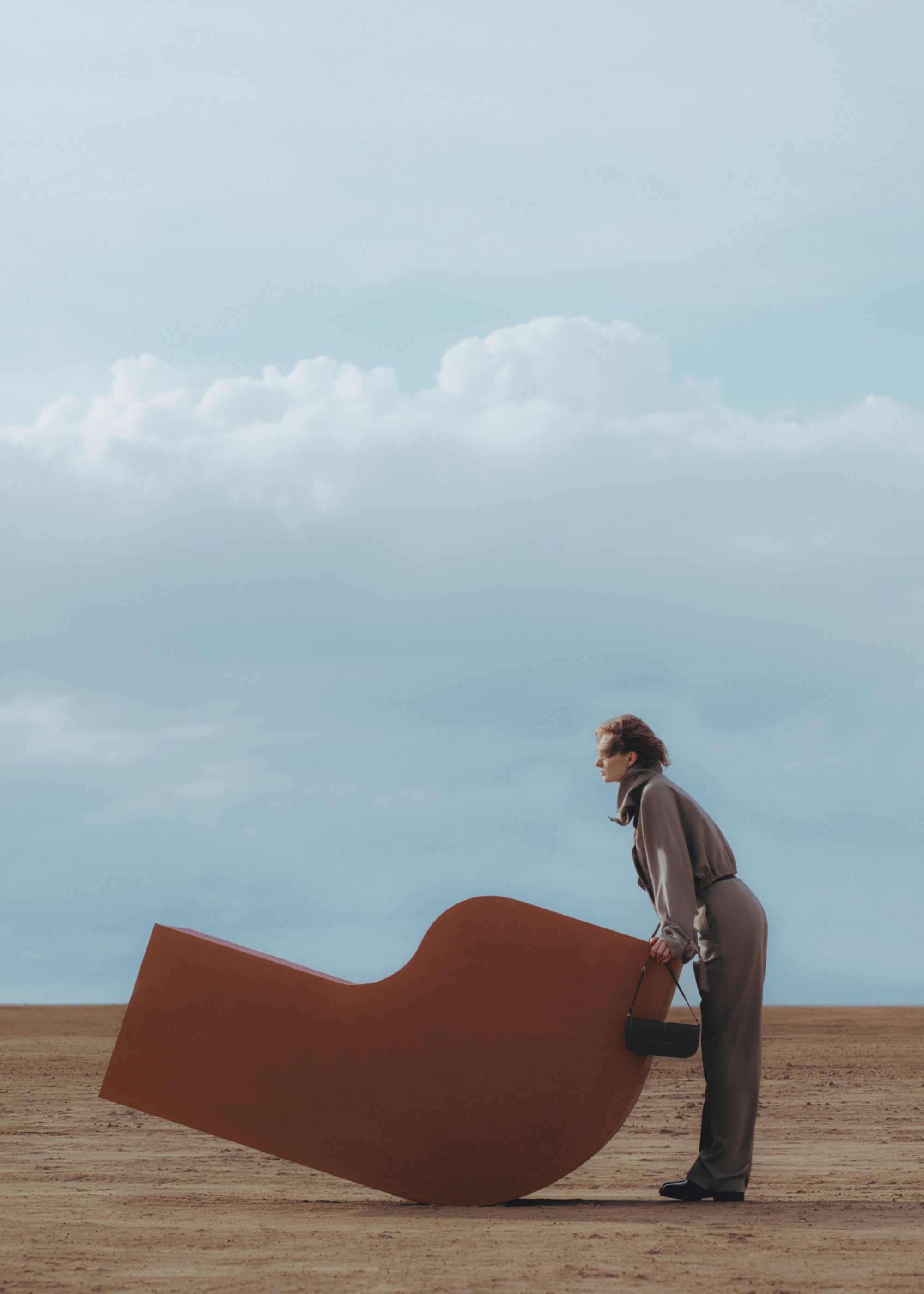 Polene Osmo Smooth Black with Ecru Stitching