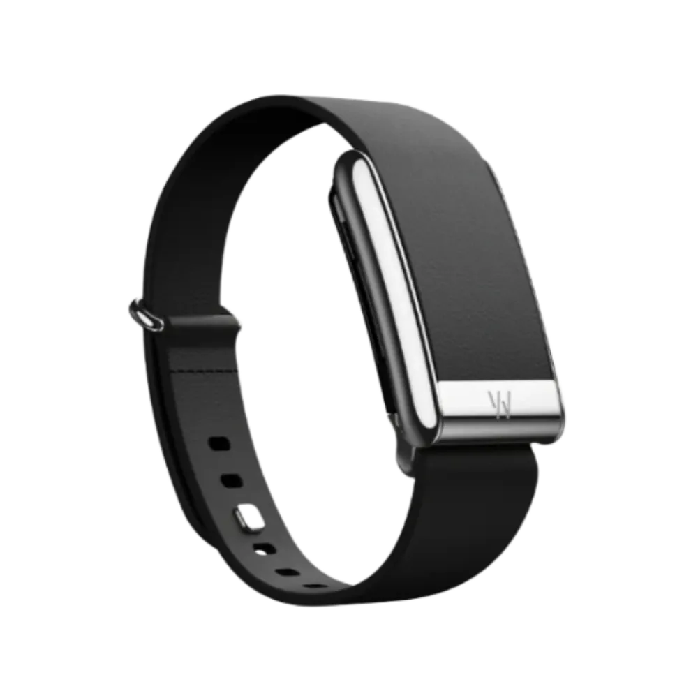 Whoop 5.0 Leatherluxe Tapered Black with Titanium Band - Only Strap Large