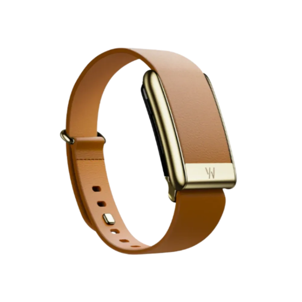 Whoop 5.0 Leatherluxe Tapered Camel with Gold Band - Only Strap S/M