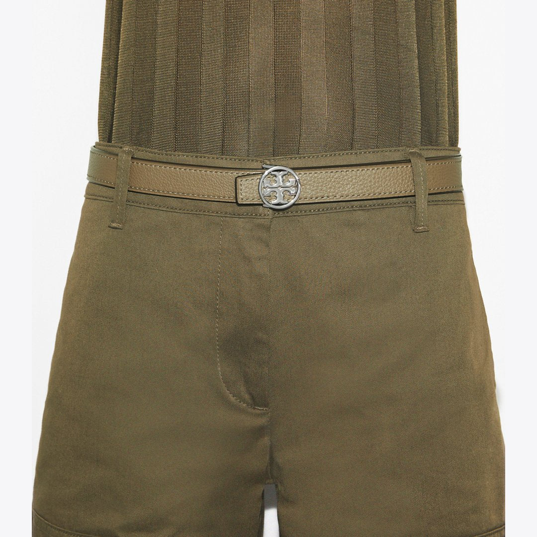 Tory Burch 1" Miller Reversible Belt Wild Mushroom/Warm Fire/Silver