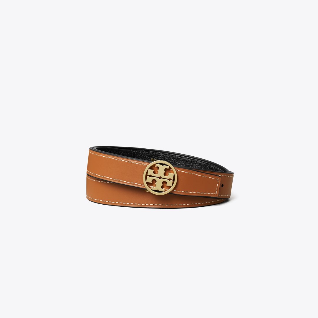 Tory Burch 1" Miller Reversible Belt Black / Classic Cuoio / GOLD