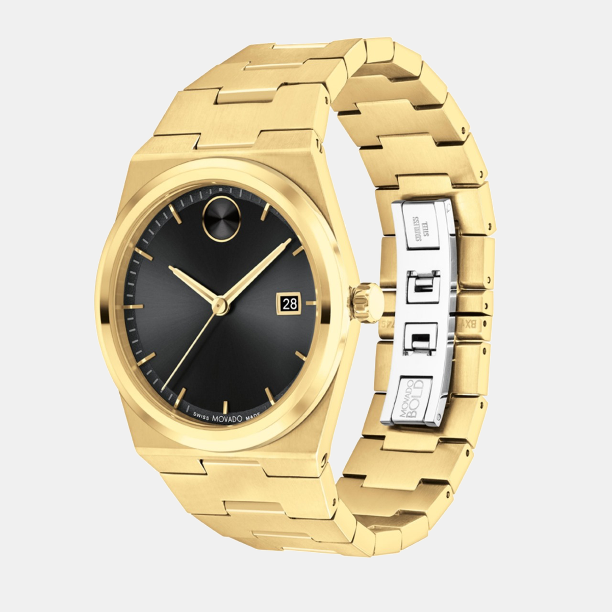 Movado Bold Quest Men Quartz Black Dial Analog Stainless Steel Watch 3601223