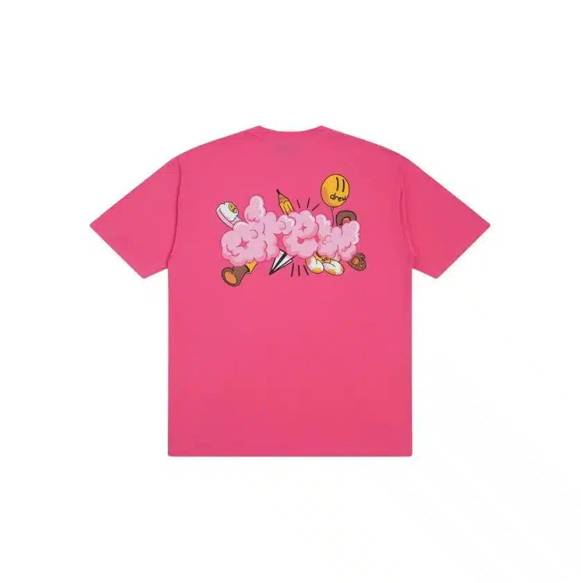 Drew House Doodle Joy SS Tee ‘Hot Pink