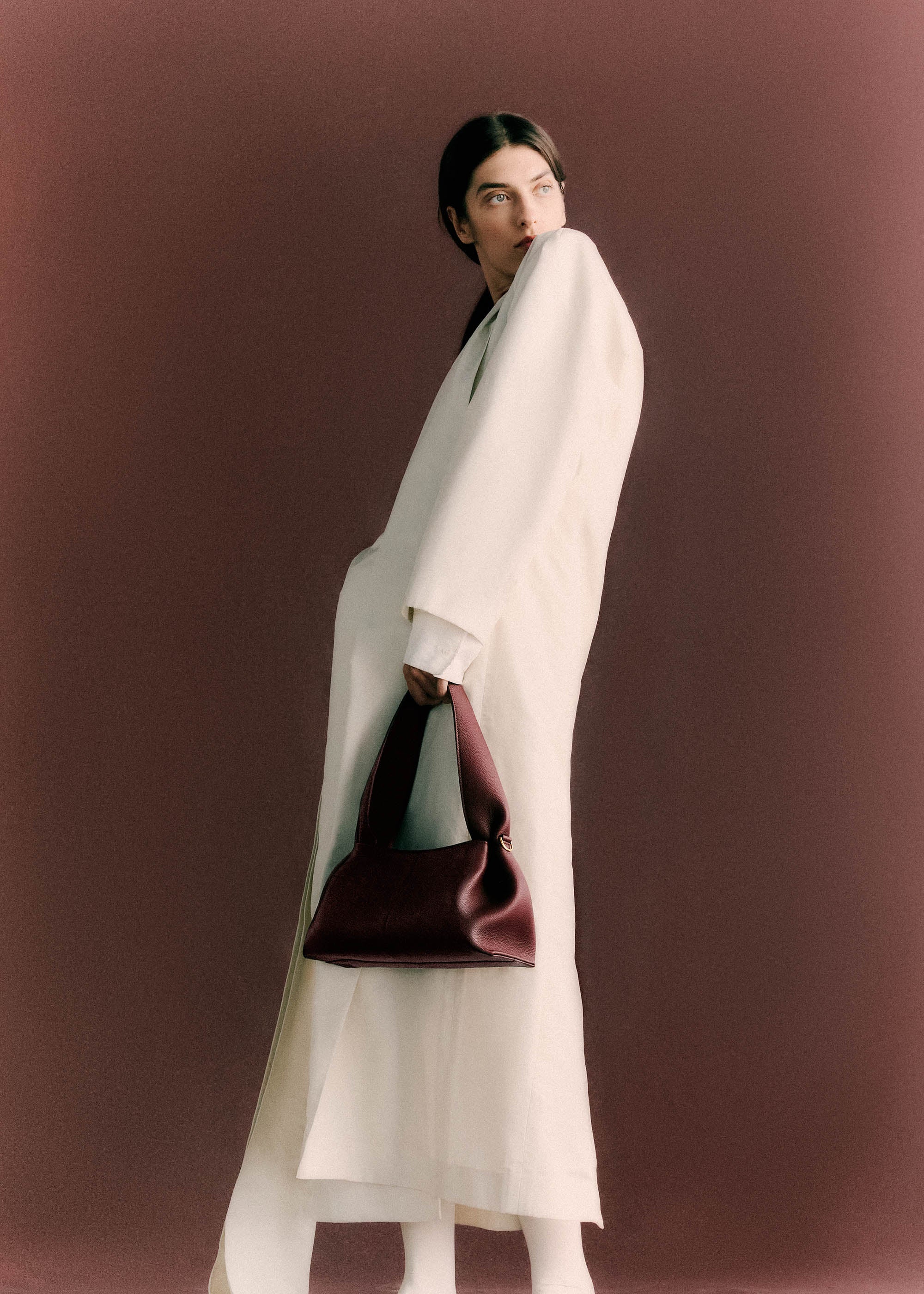 Polene Numero Neuf East West Textured Black Cherry