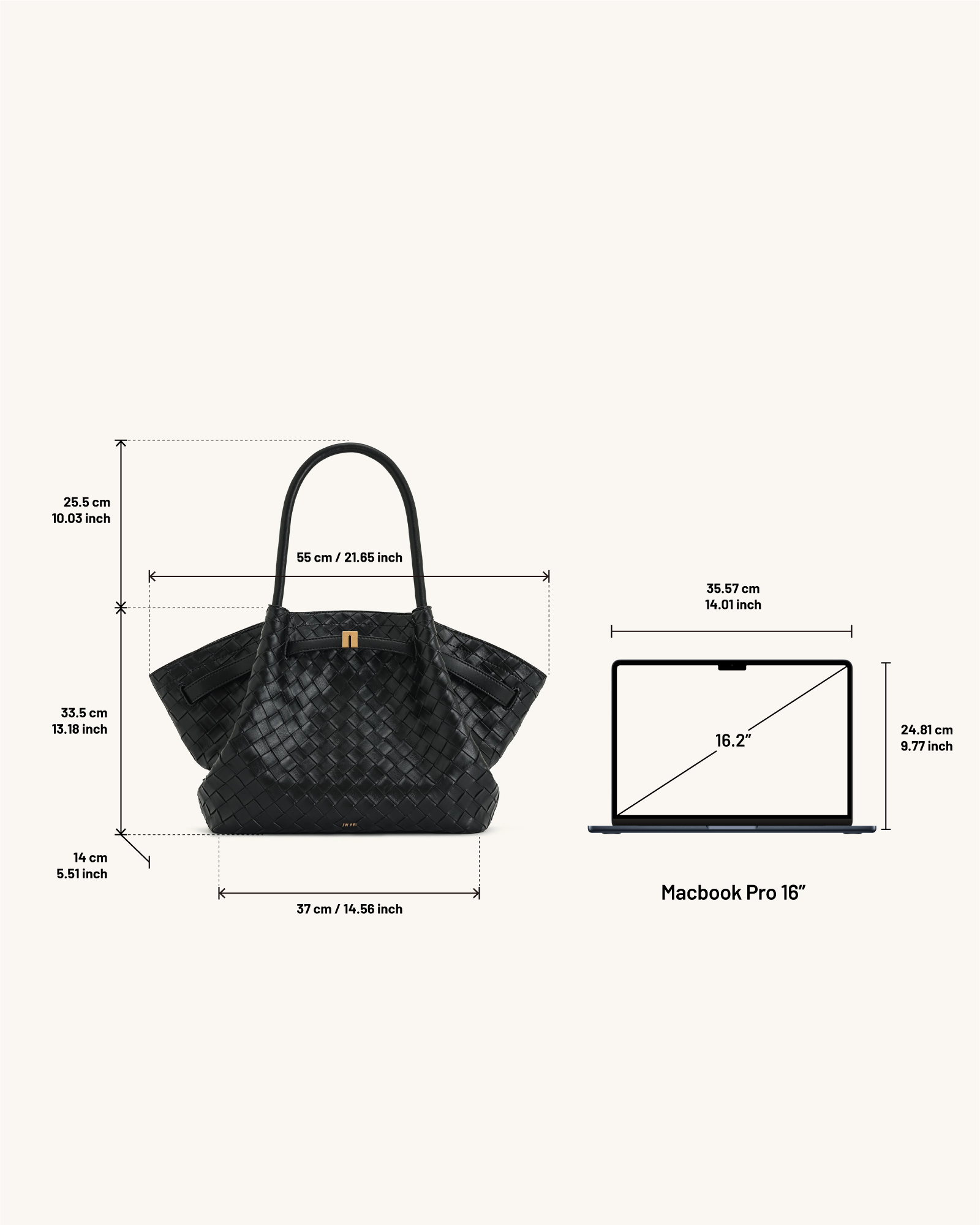 Jw Pei Hana Large Weave Texture Tote Bag Black