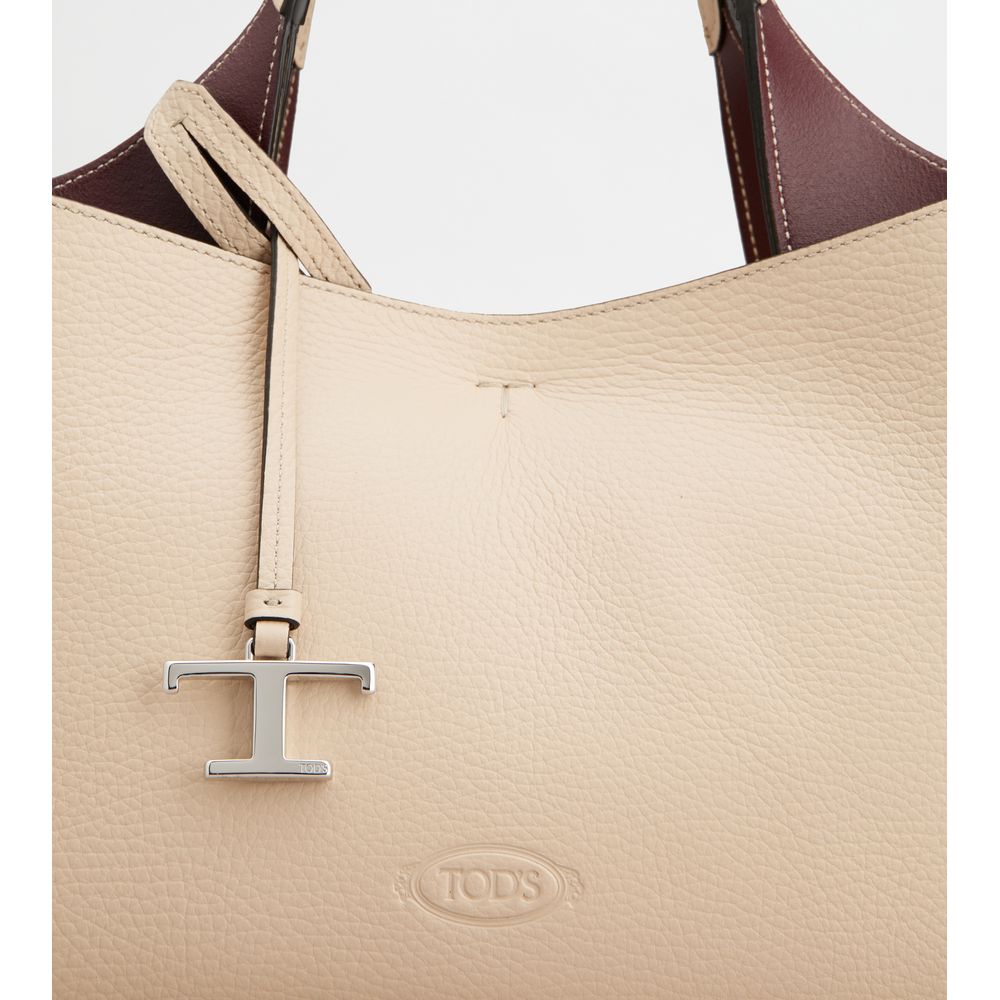 Tods Bag In Leather Mini Natural Burgundy