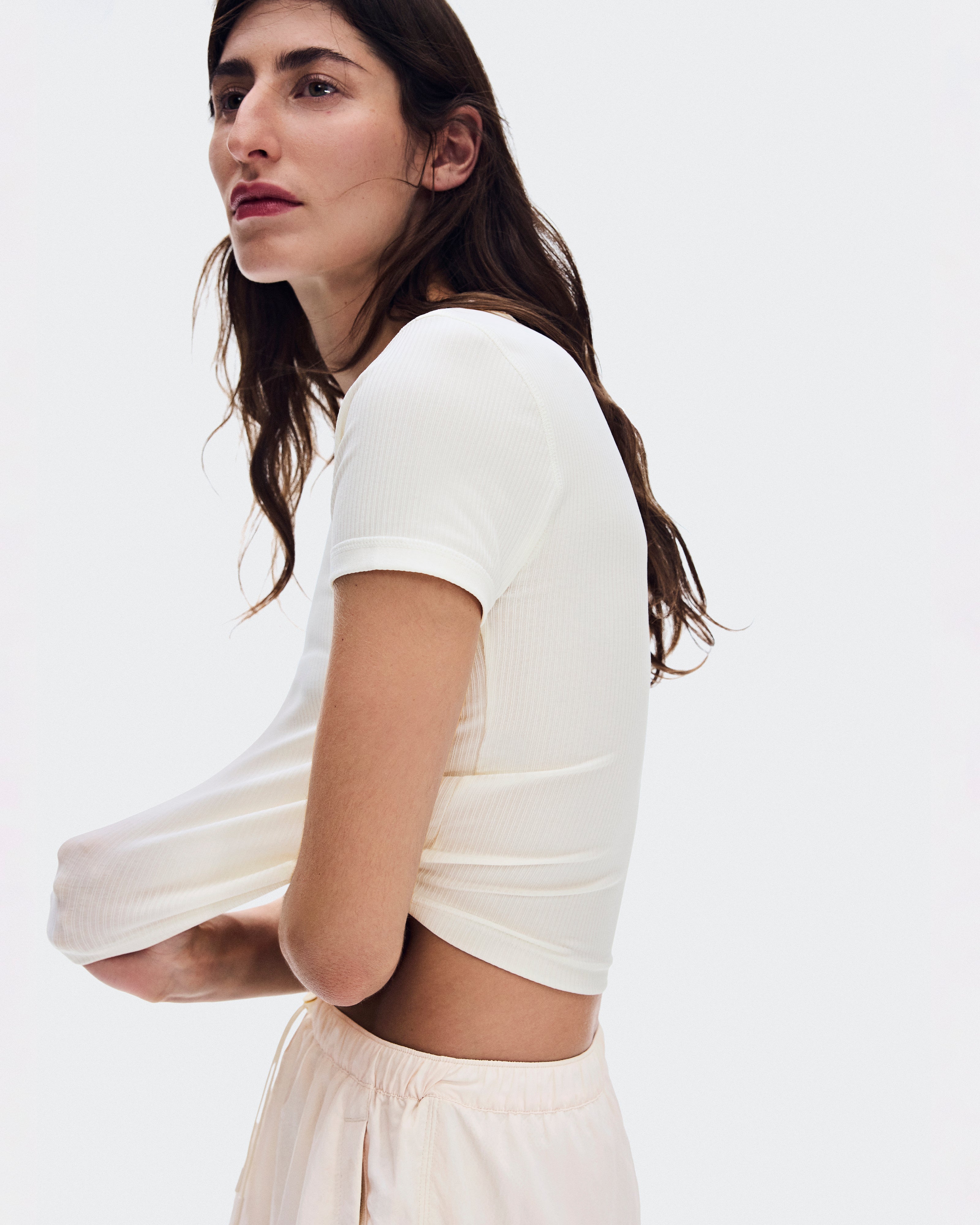 On All-Day Ribbed T-Shirt Ivory (Women'S)