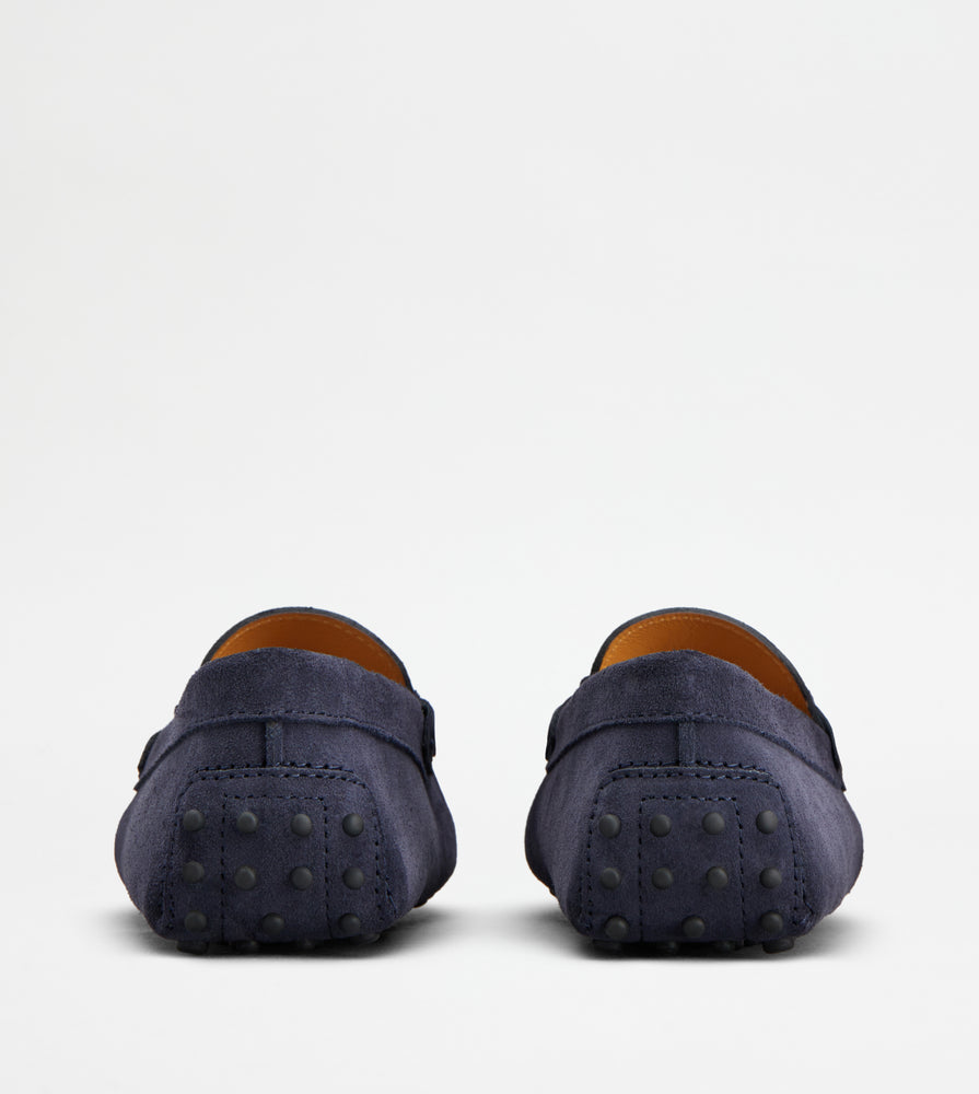Tods Gommino Driving Shoes In Suede Blue Womens