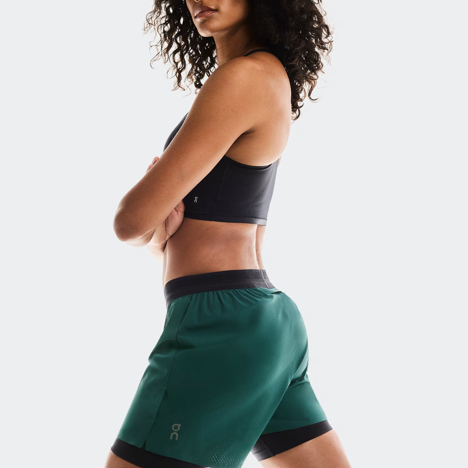 On 3" Performance 2/1 Shorts Spirulina | Black (Women'S)