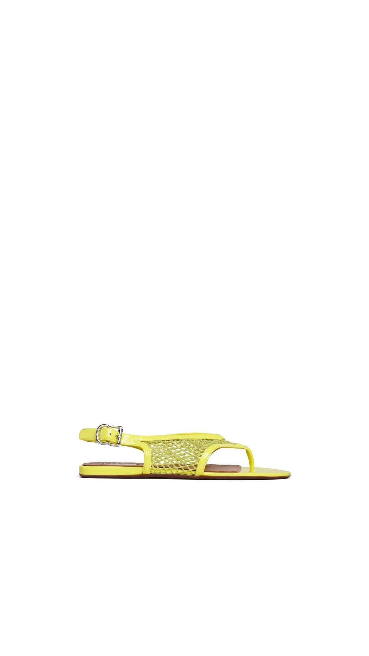 Alaïa Fishnet Thong Sandals In Patent Calfskin