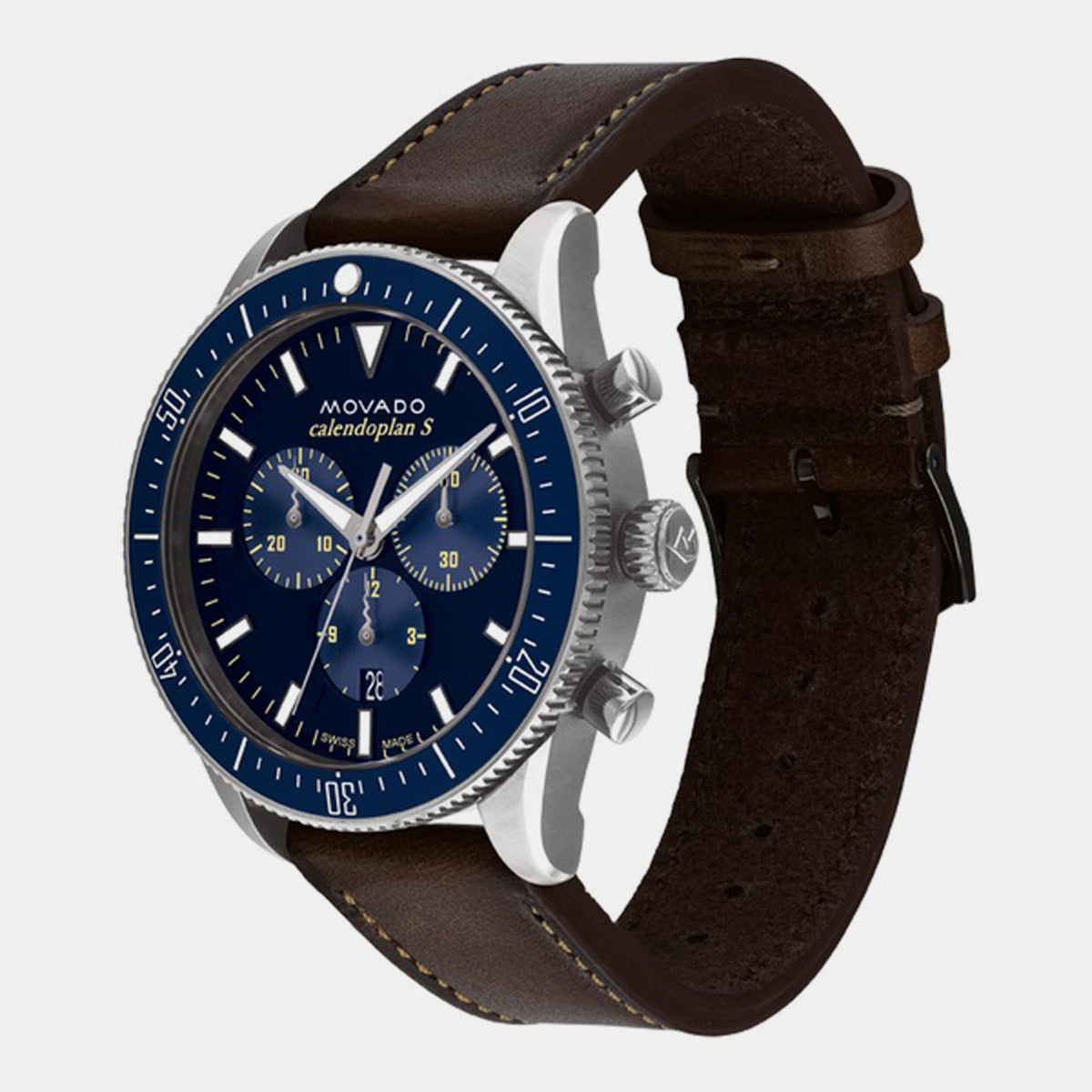 Movado Heritage Calendoplan S Men Quartz Blue Dial Chronograph Stainless Steel Watch 3650121