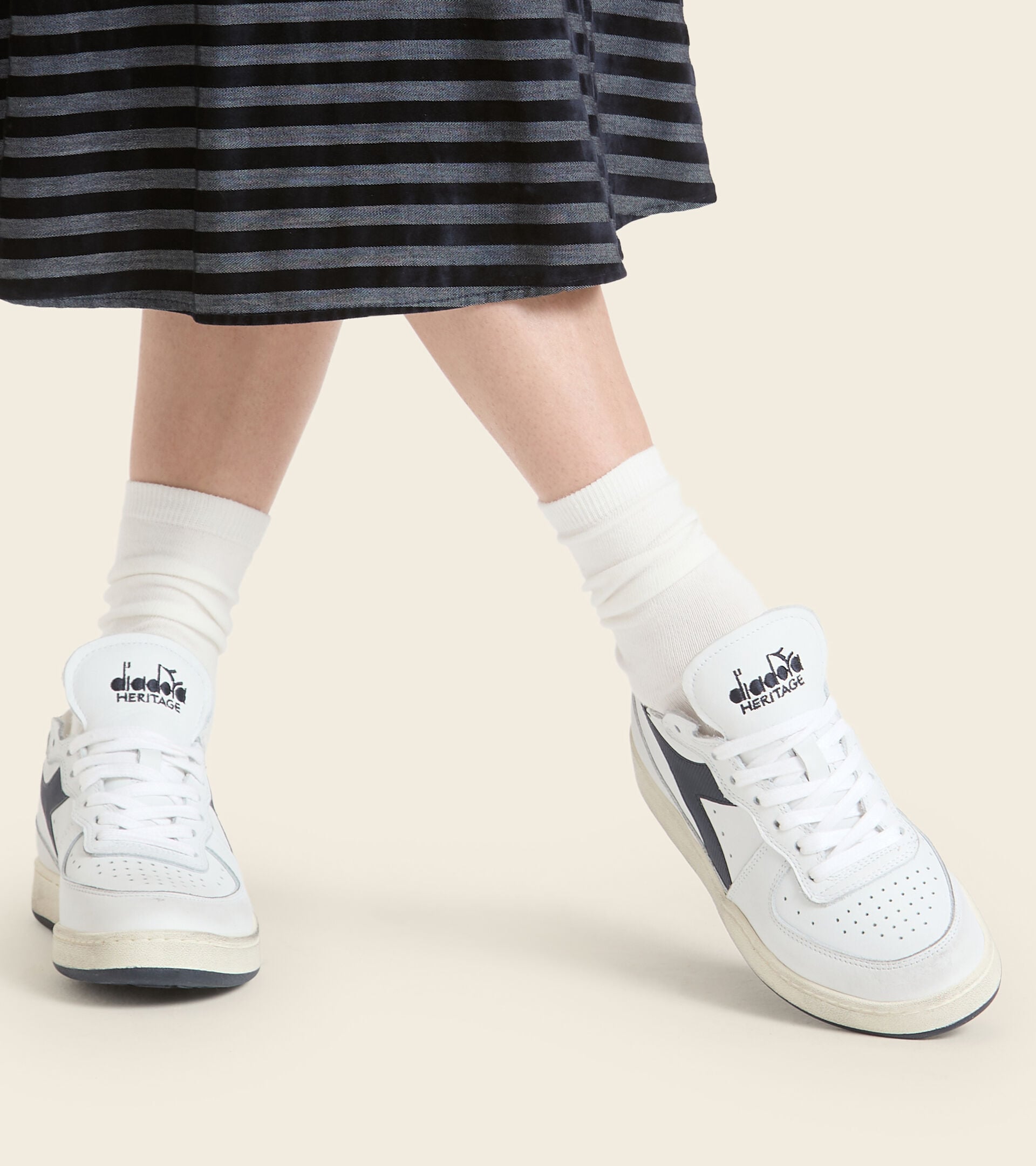 Diadora Mi Basket Row Cut White/Blue Corsair