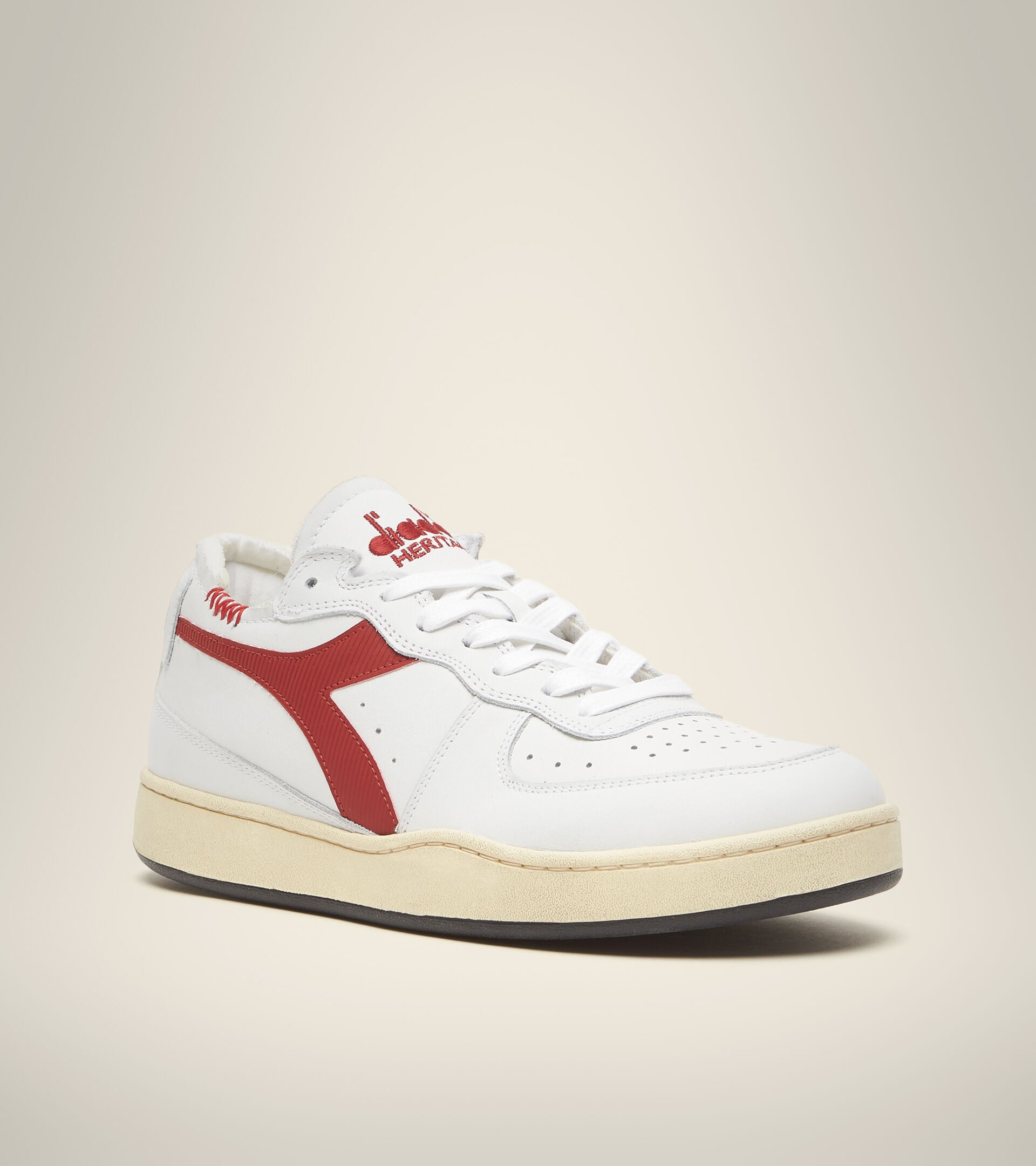 Diadora Mi Basket Row Cut White/Garnet
