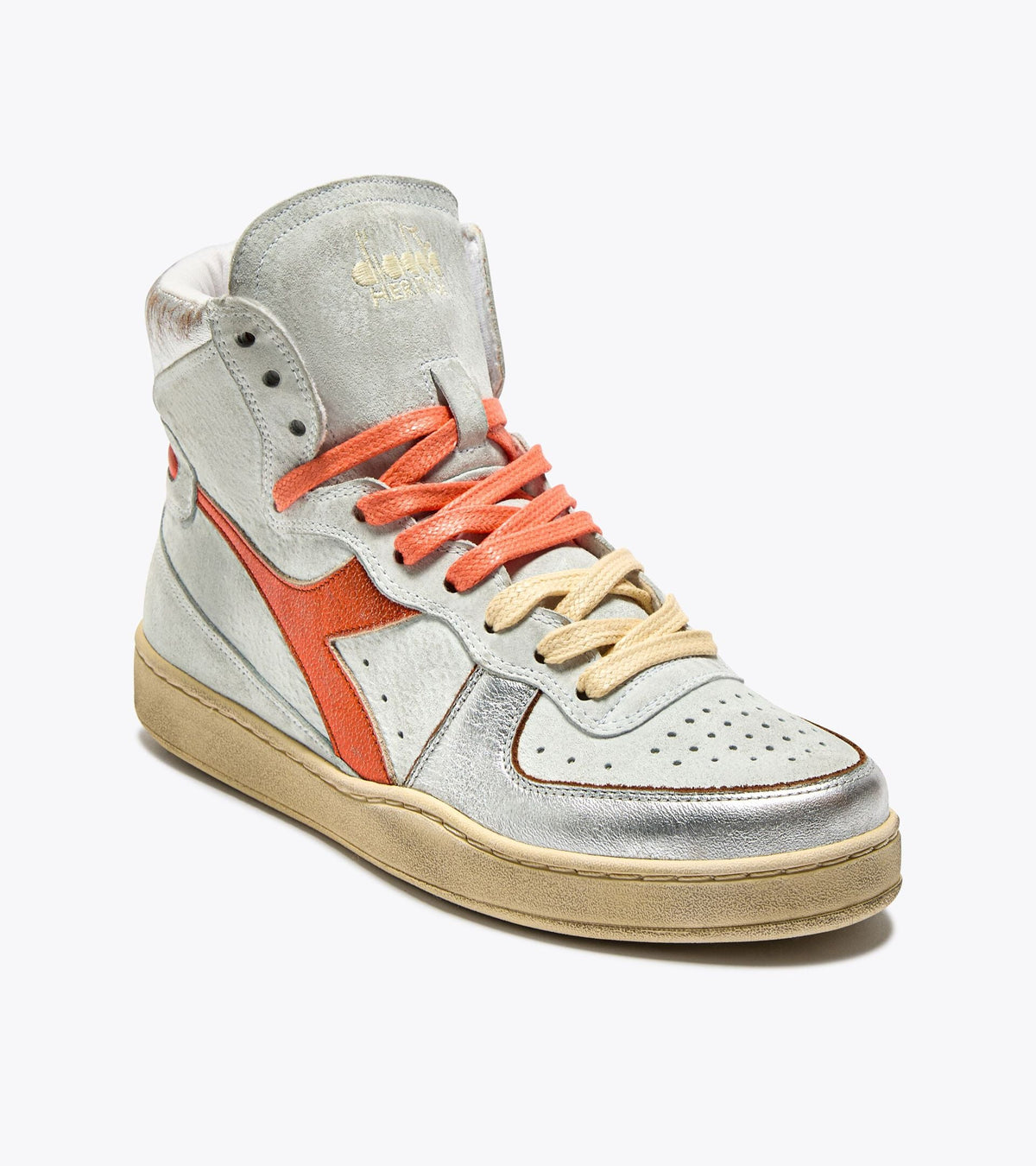 Diadora Mi Basket Metal Pigskin Used Wn White/Orange Nasturtium
