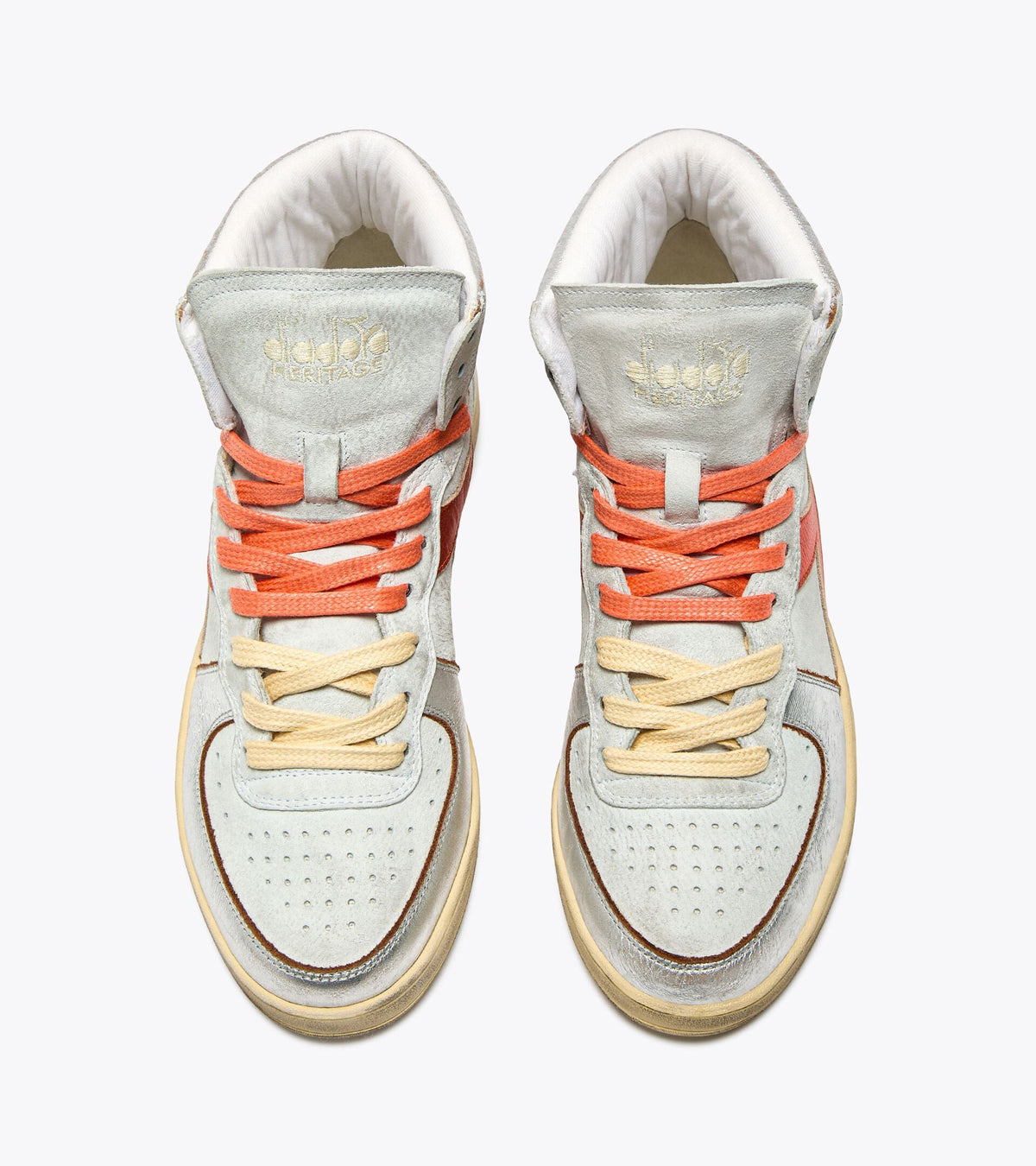 Diadora Mi Basket Metal Pigskin Used Wn White/Orange Nasturtium