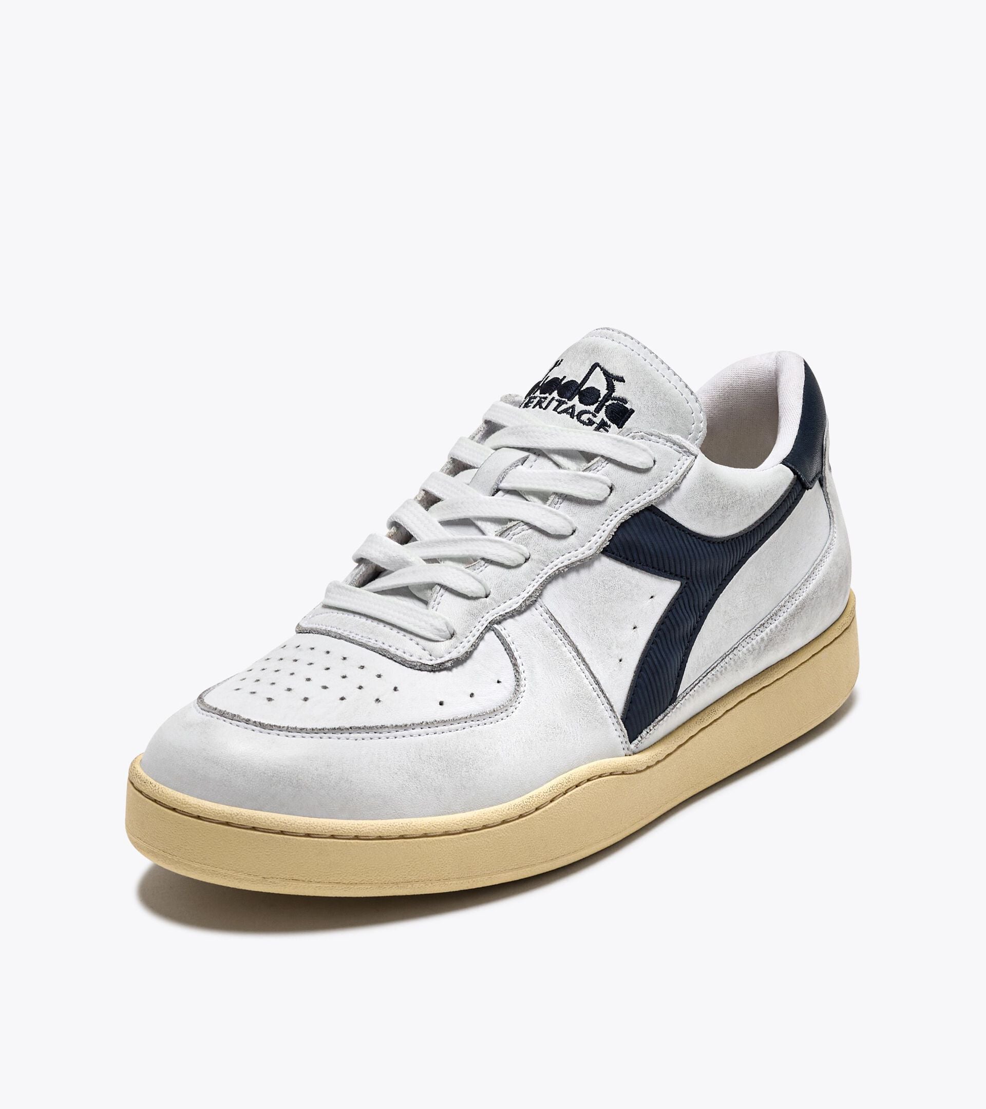 Diadora Mi Basket Low Used White/Blue Denim