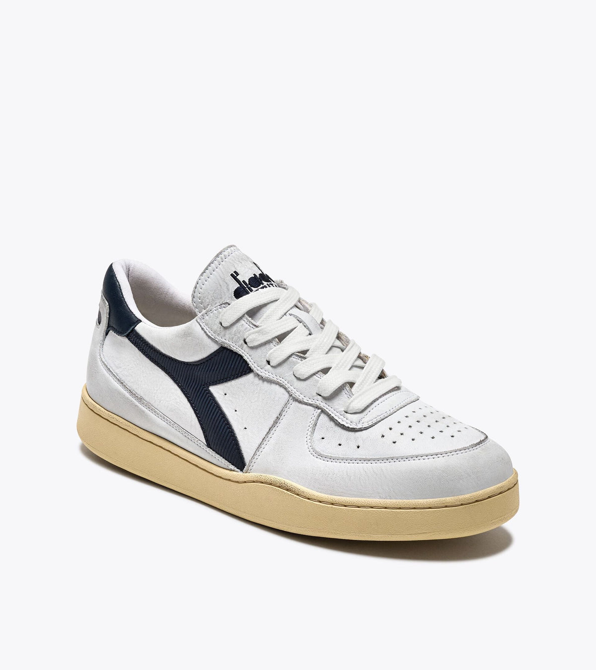 Diadora Mi Basket Low Used White/Blue Denim