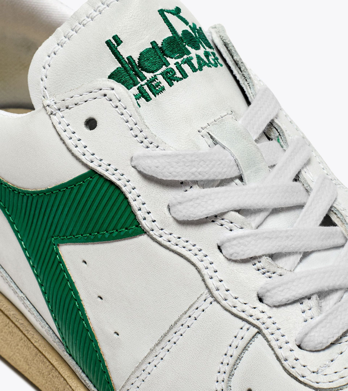 Diadora Mi Basket Low Used White/Verdant Green