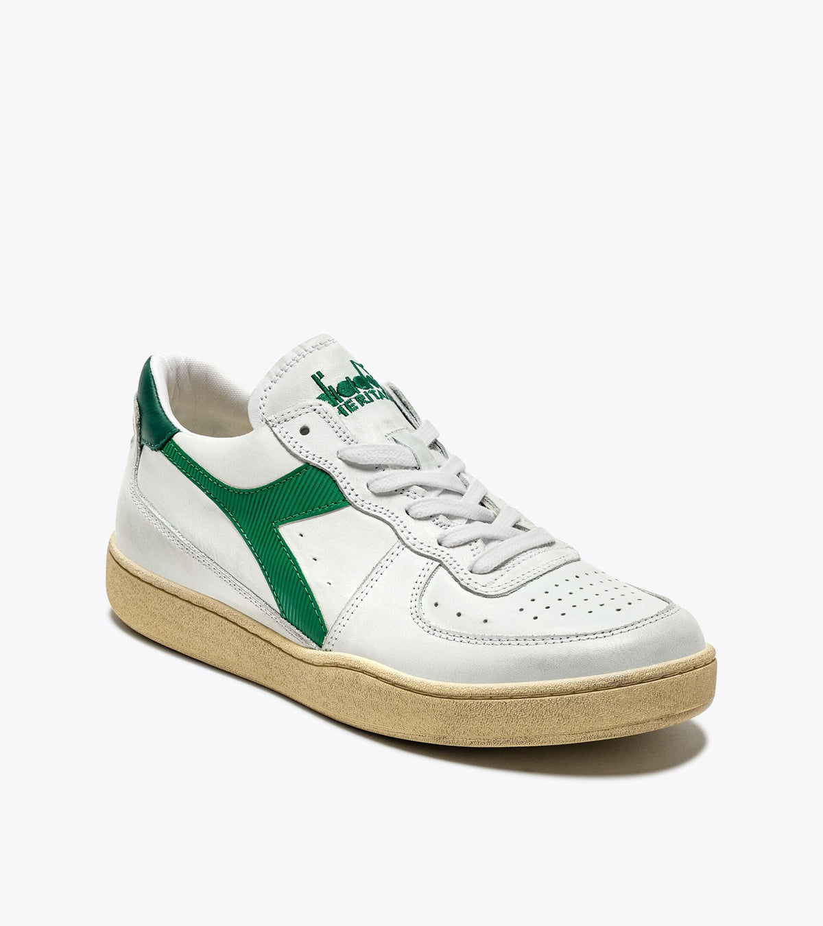 Diadora Mi Basket Low Used White/Verdant Green