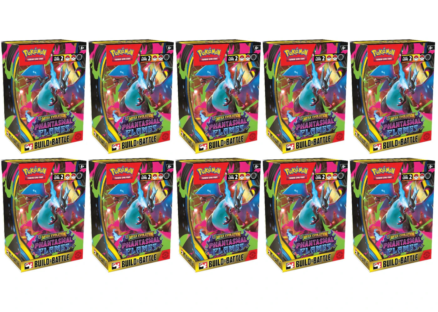 2025 Pokemon Mega Evolution Phantasmal Flames Build & Battle Box 10X Lot