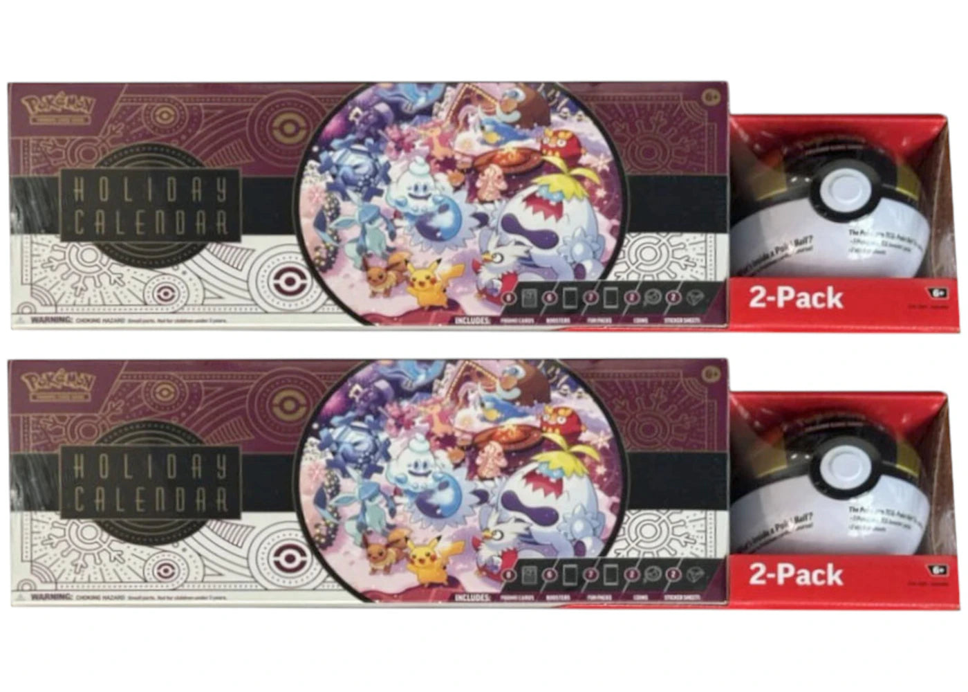 2025 Pokemon Scarlet & Violet Holiday Calendar + Pokeball Costco Bundle (Pokeball Color May Vary) 2X Lot