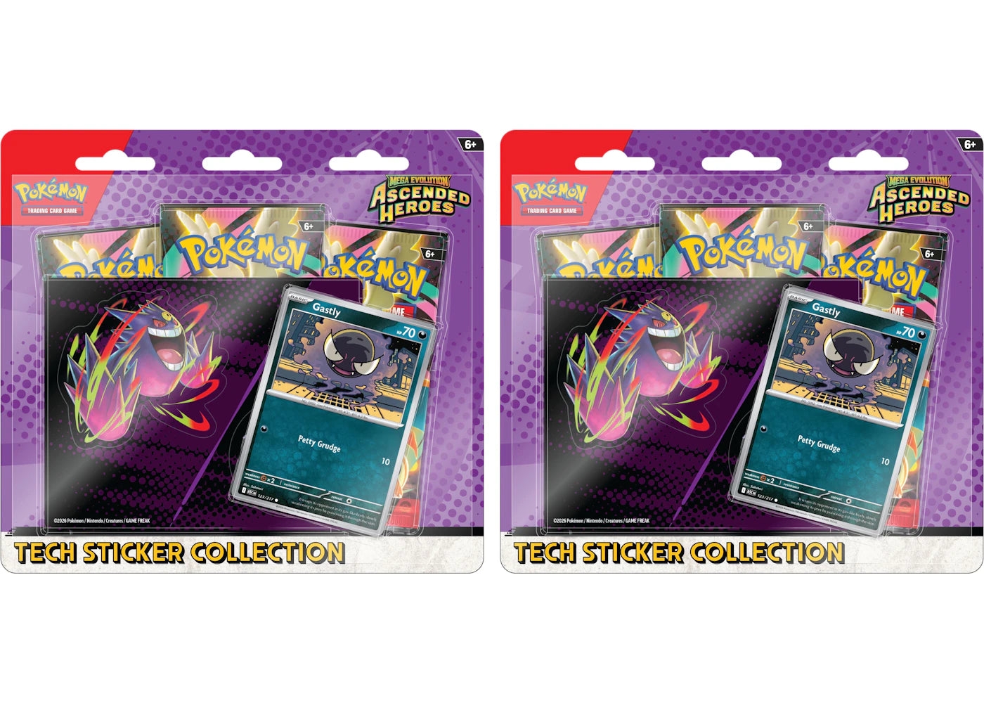 2026 Pokemon Mega Evolution Ascended Heroes Gastly Tech Sticker Collection 2X Lot