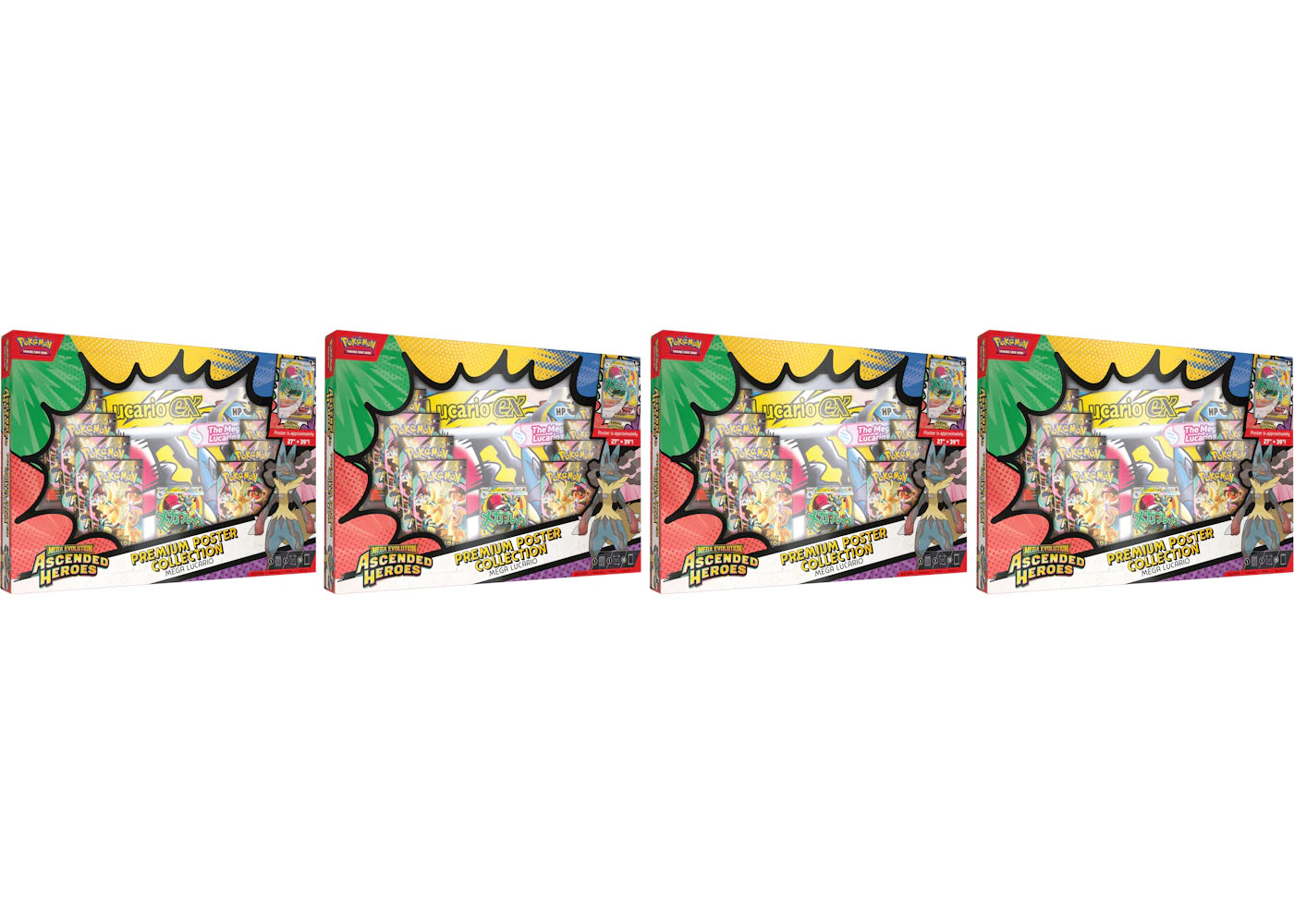 2026 Pokemon Mega Evolution Ascended Heroes Mega Lucario Premium Poster Collection 4X Lot