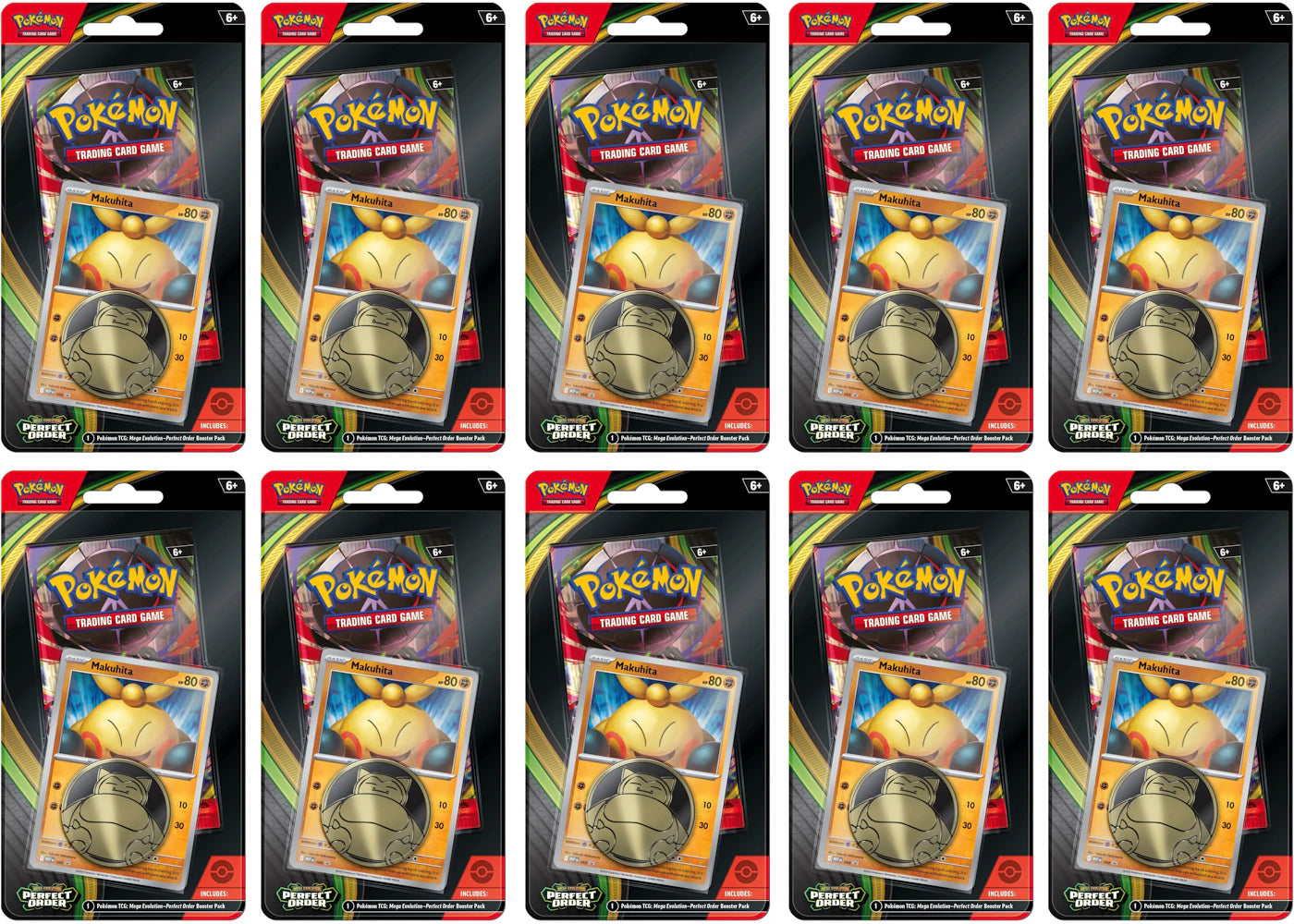 2026 Pokemon Mega Evolution Perfect Order Makuhita Premium Checklane Pack 10X Lot