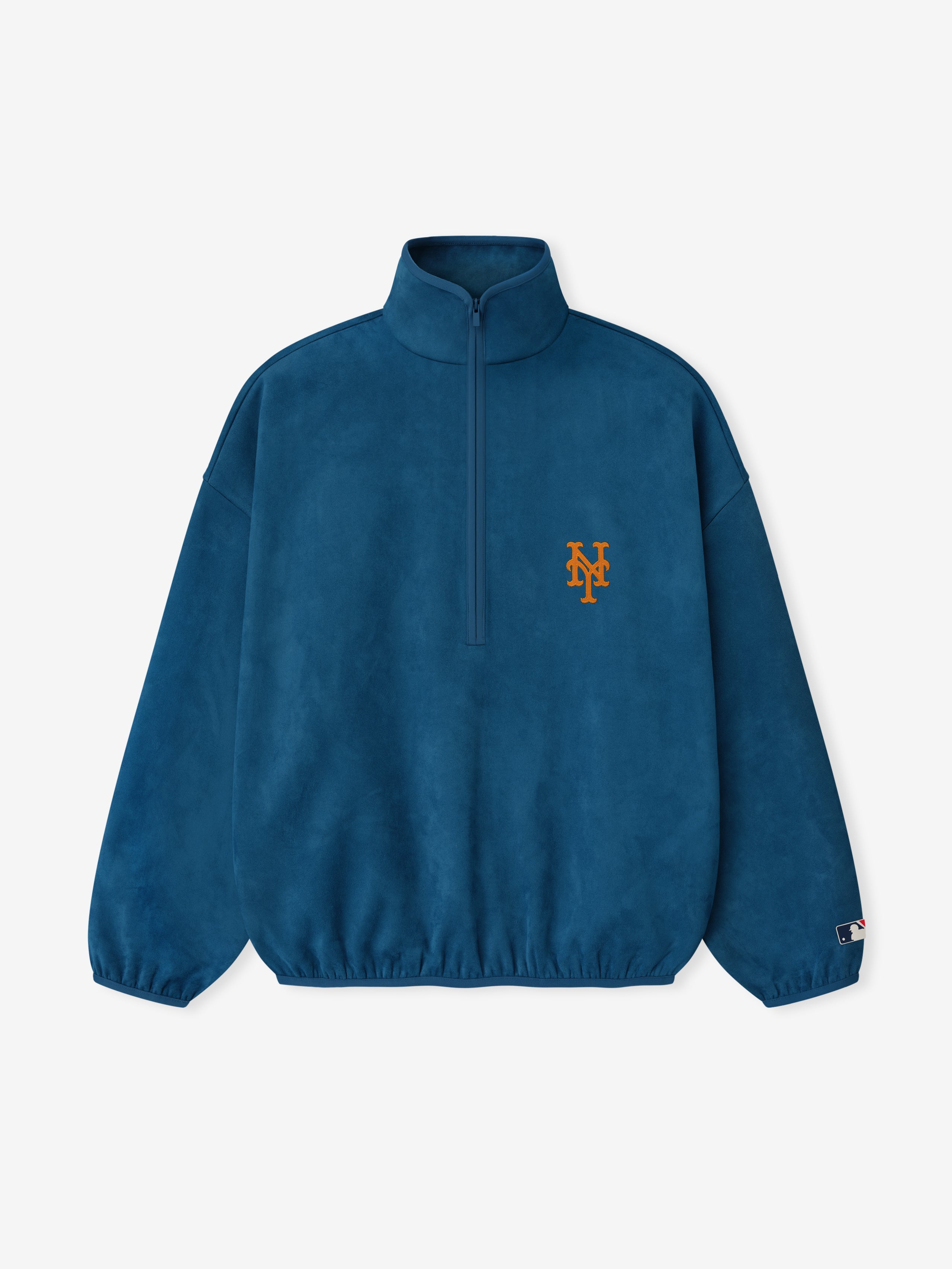 Essentials Mets Suede Fleece Modern Half Zip Blue Sapphire