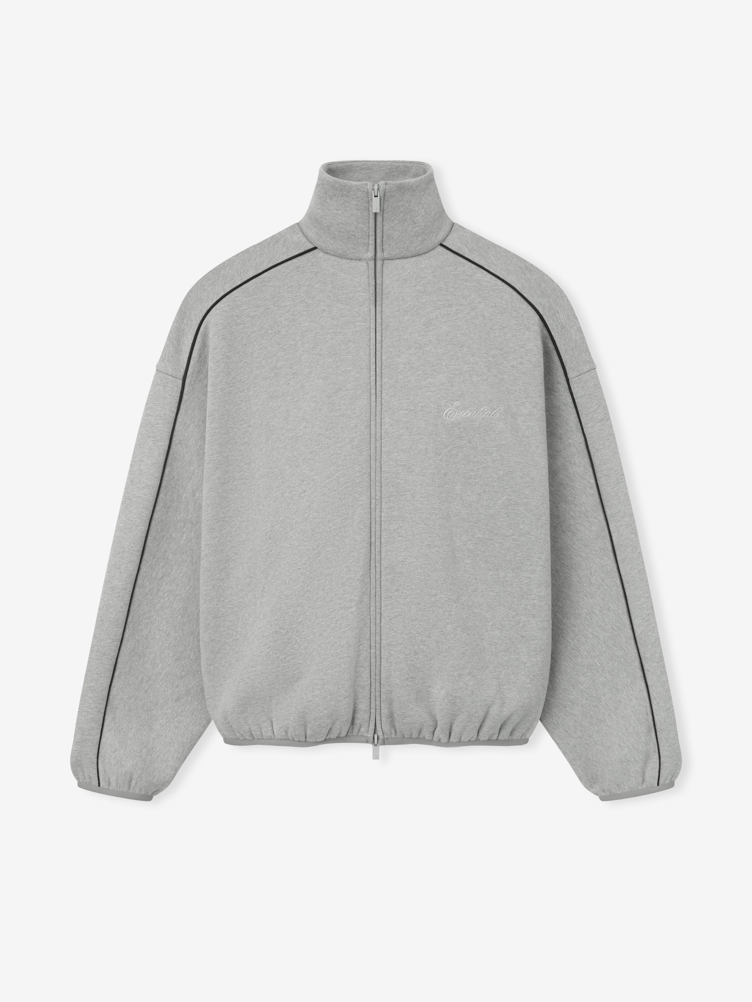 Essentials Modern Track Jacket With Piping Concrete Heather/Black