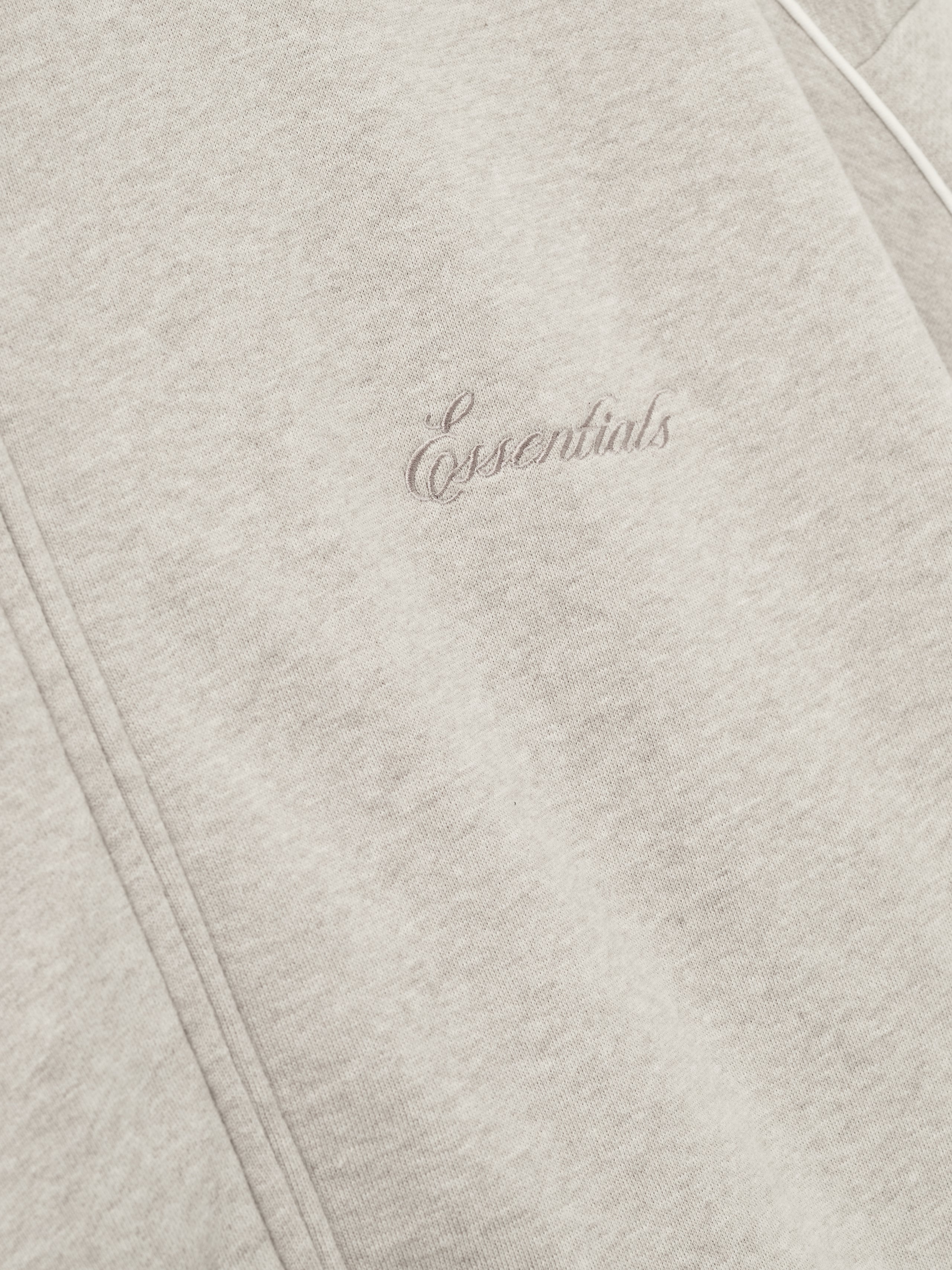 Essentials Modern Fleece Track Jacket With Piping Heather Stone/Cloud White