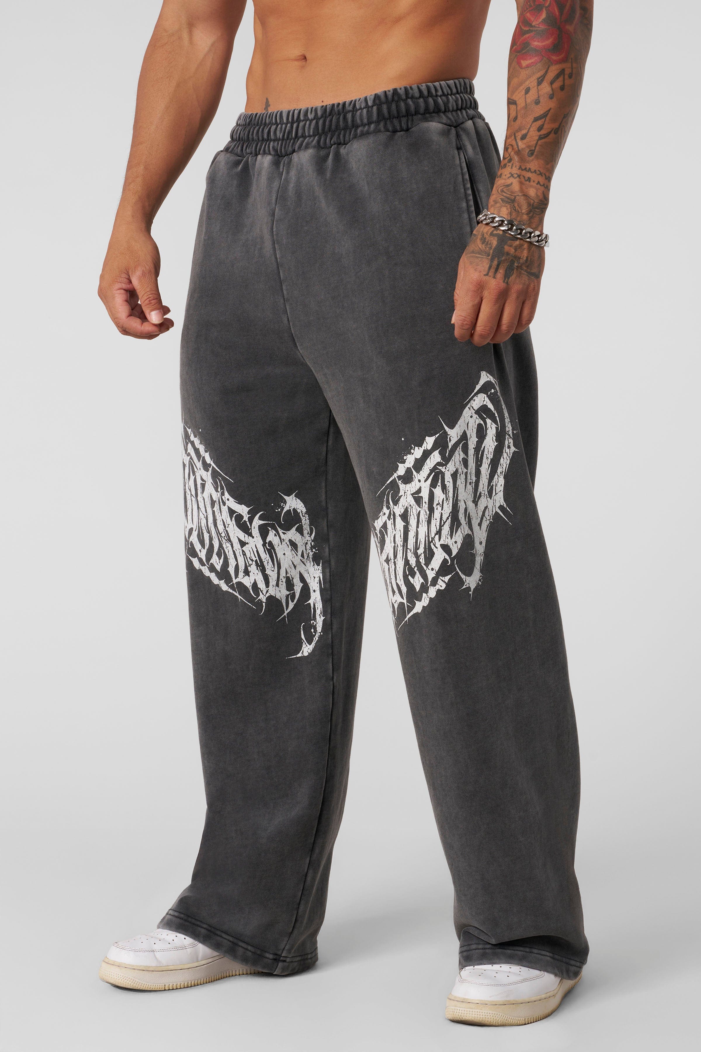 YoungLA 2038 - Blackout Script Sweats Grey Wash