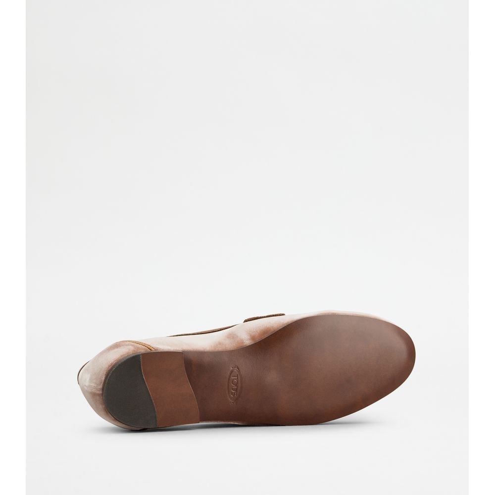 Tods Loafers In Velvet Pink Womens