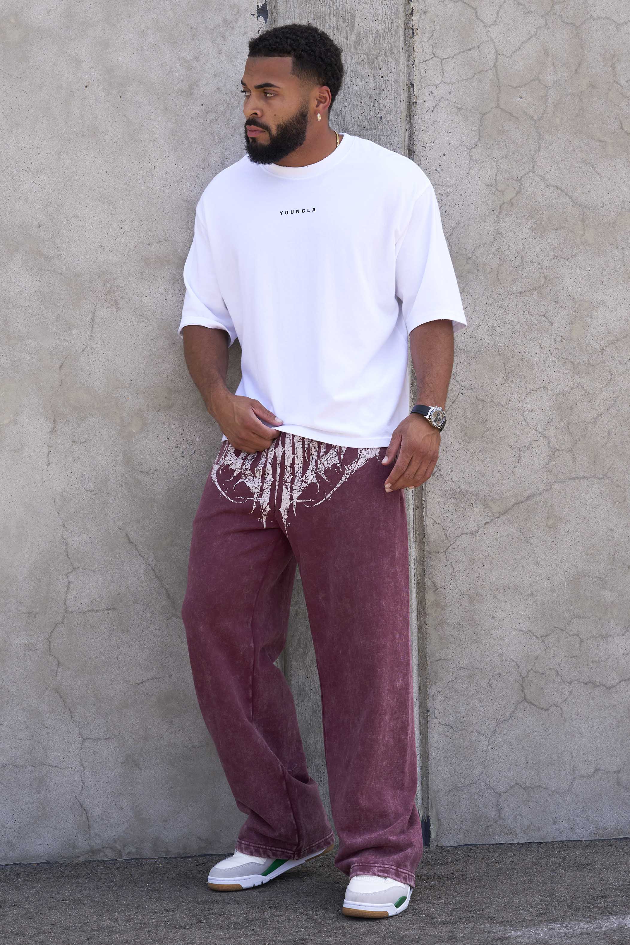 YoungLA 2079 - Dark Wave Joggers Burgundy Wash