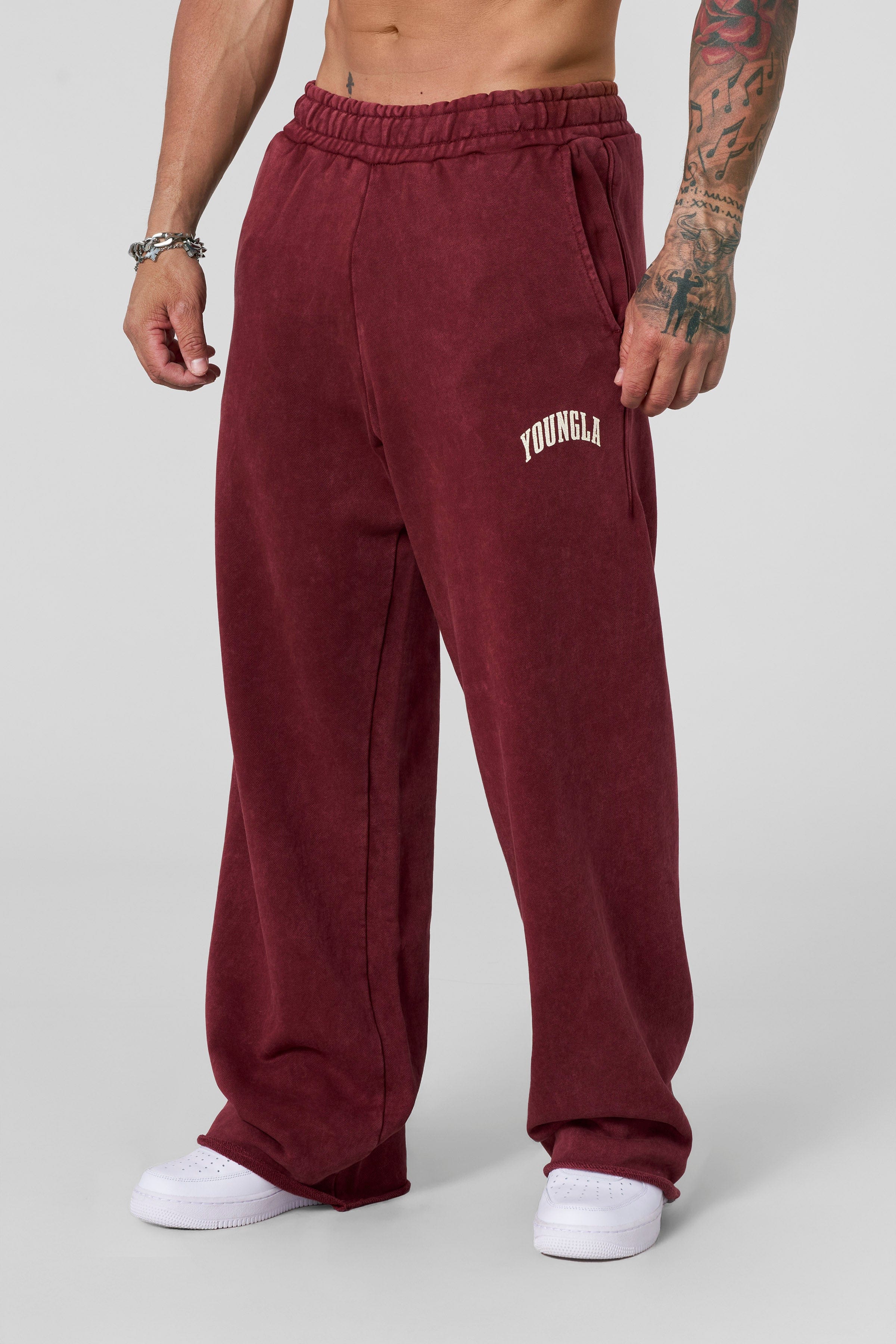 YoungLA 2088 - New Wave Baggy Sweats Burgundy Wash