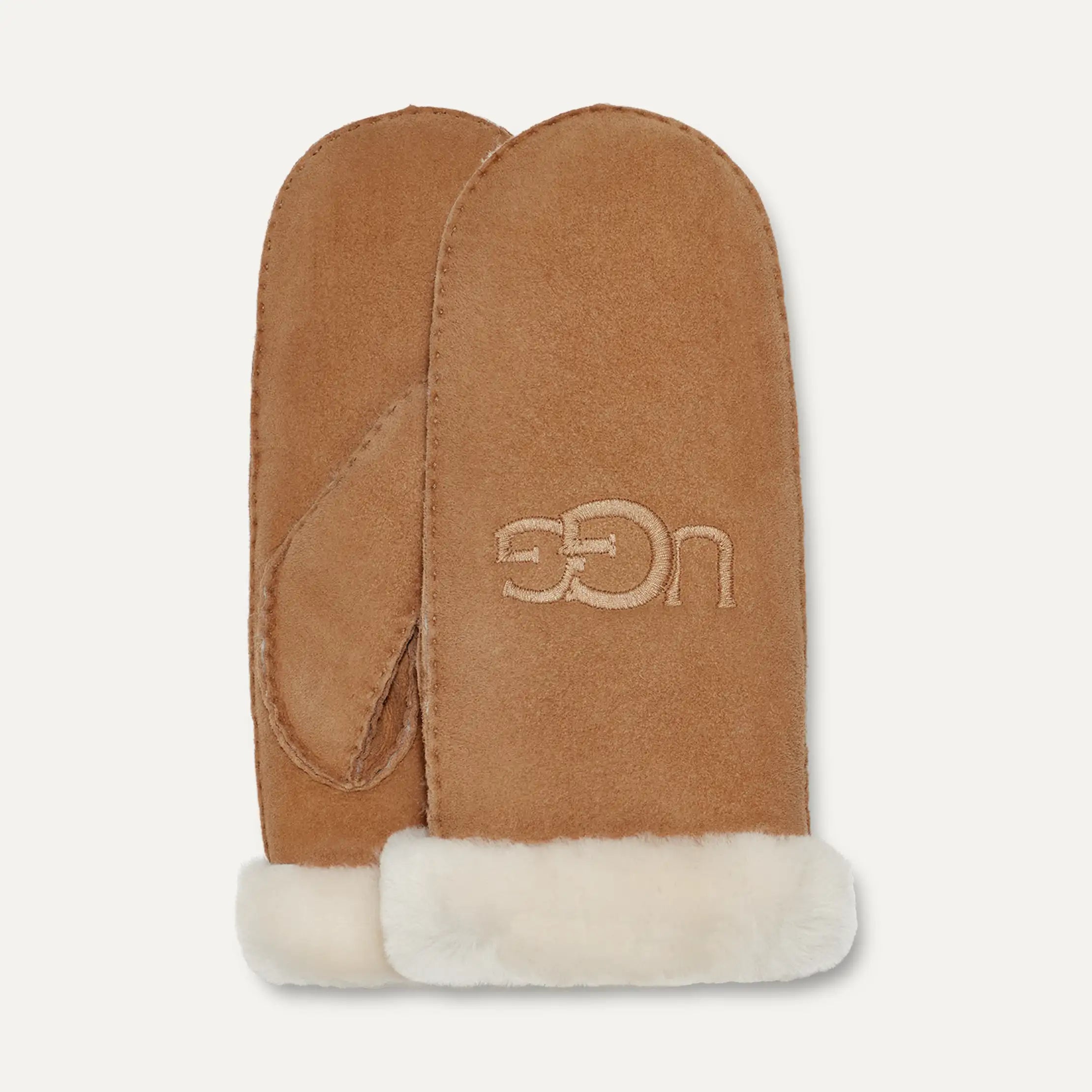 Ugg Sheepskin Embroider Mitten Chestnut