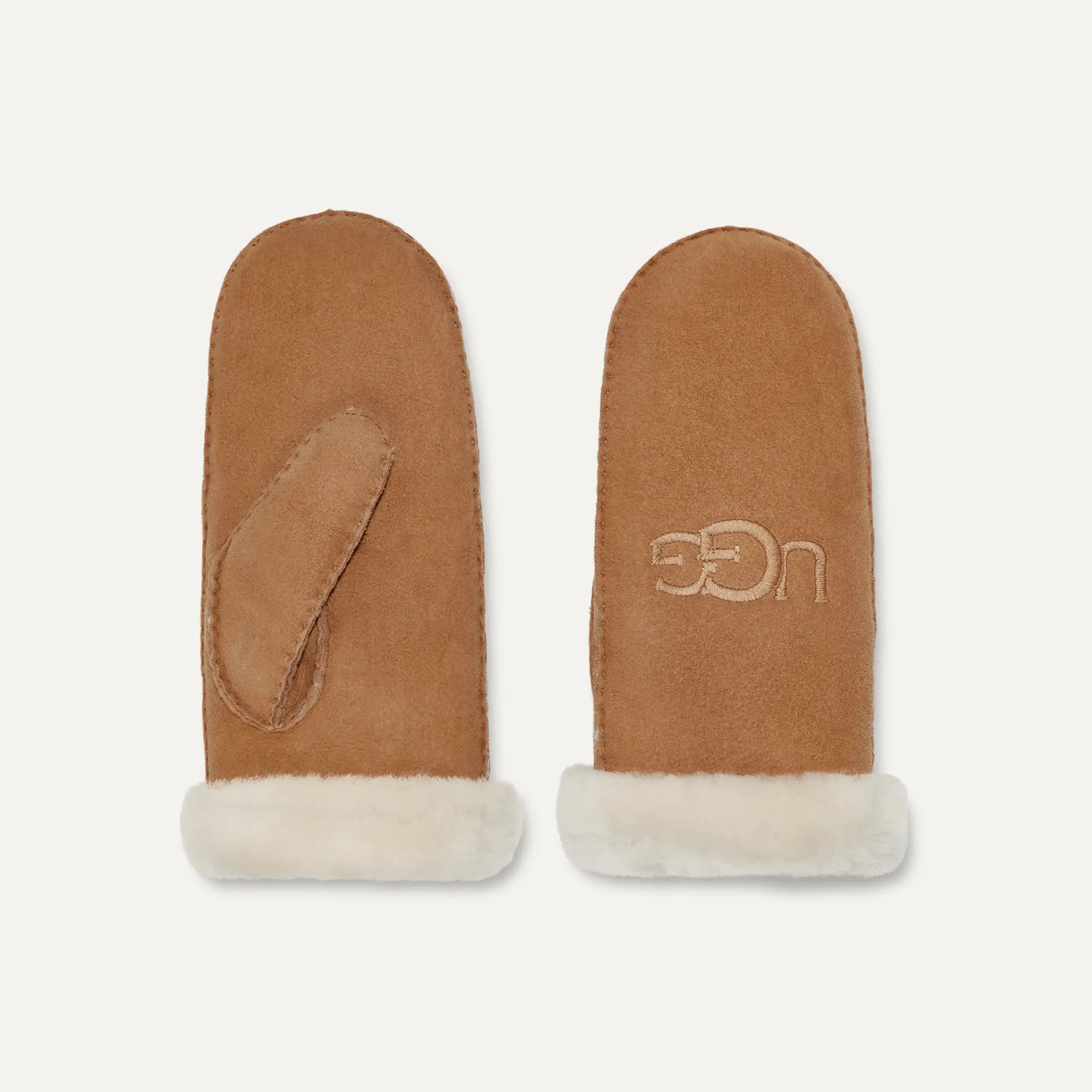 Ugg Sheepskin Embroider Mitten Chestnut