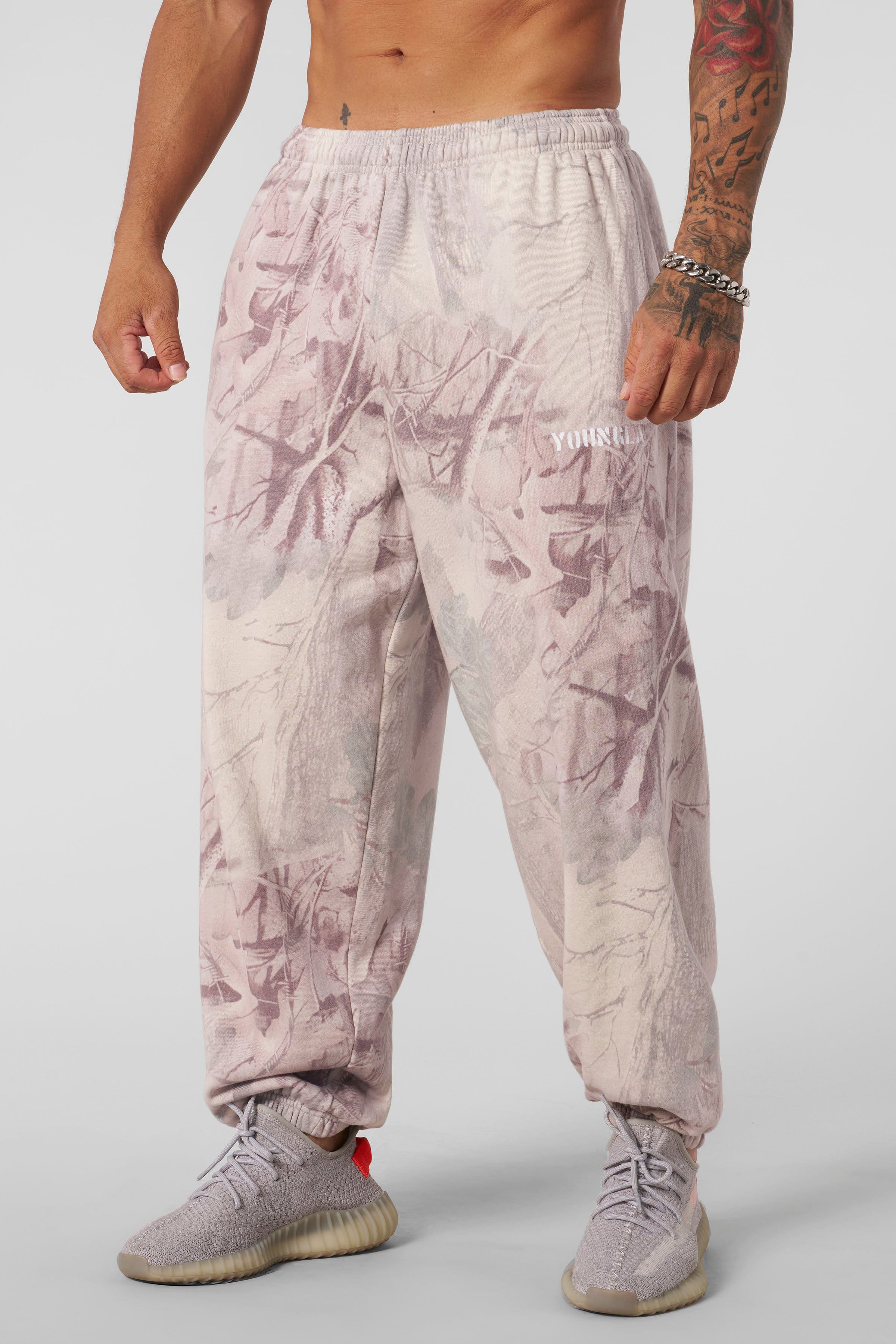 YoungLA 2063 - Tree Camo Collection - Baggy Joggers Desert Tan Tree Camo