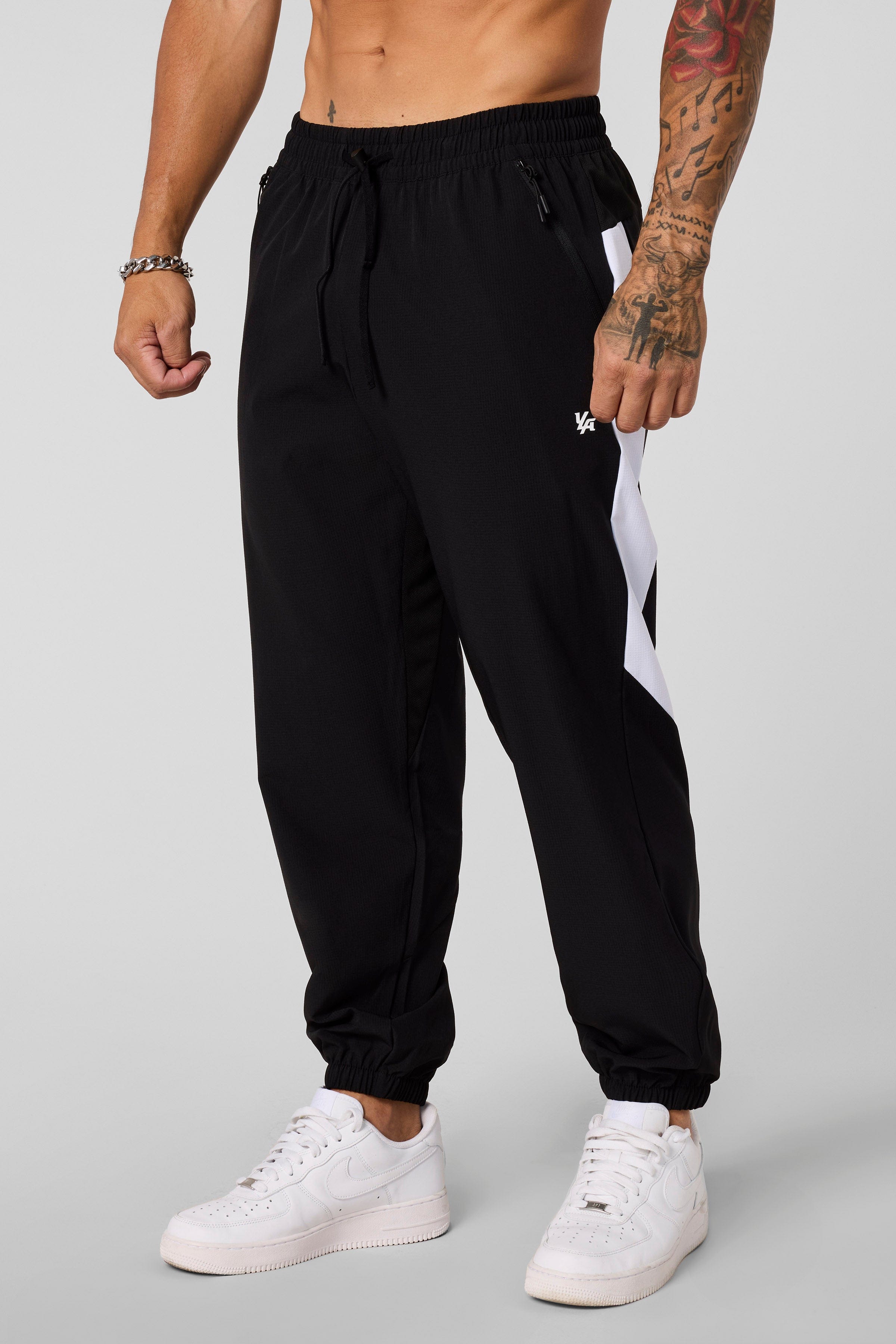 YoungLA 2104 - Side Stripe Workout Joggers Black