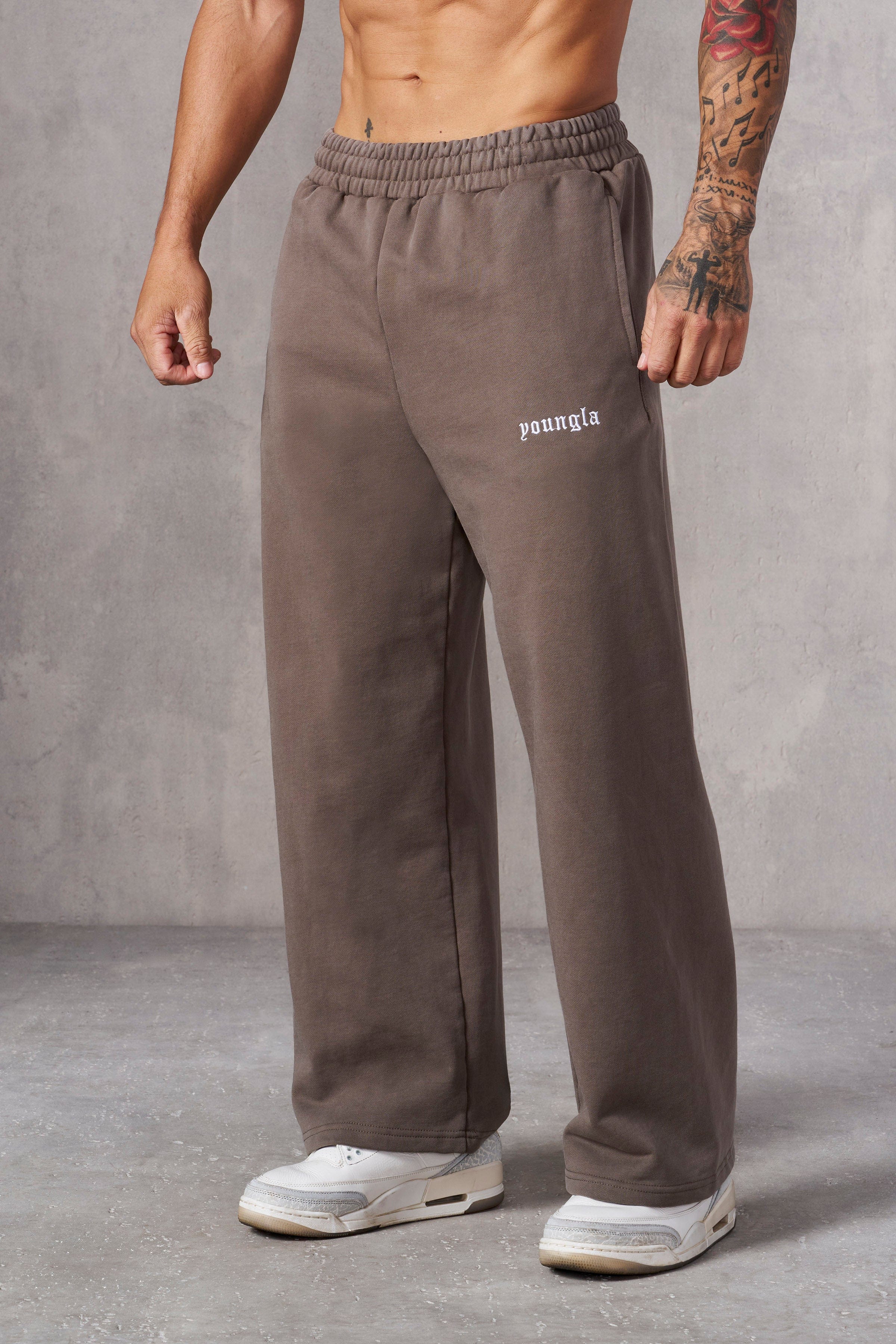 YoungLA 2111 - Classic Baggy Sweats Olive Brown Wash