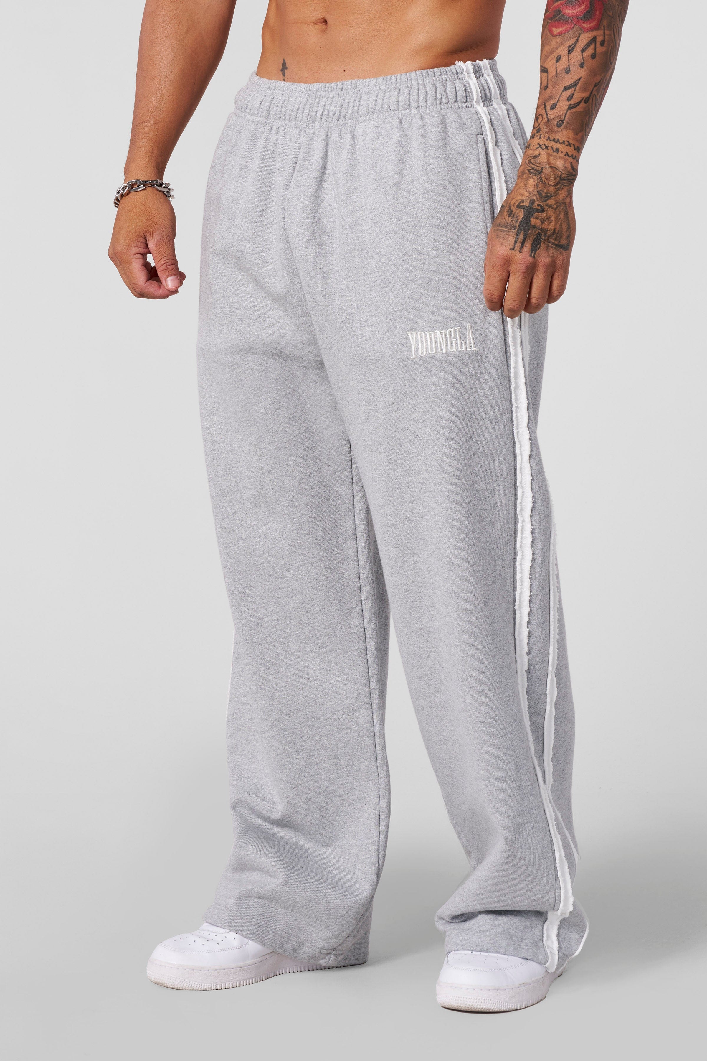 YoungLA 2124 - Vintage Striped Sweats Heather Grey