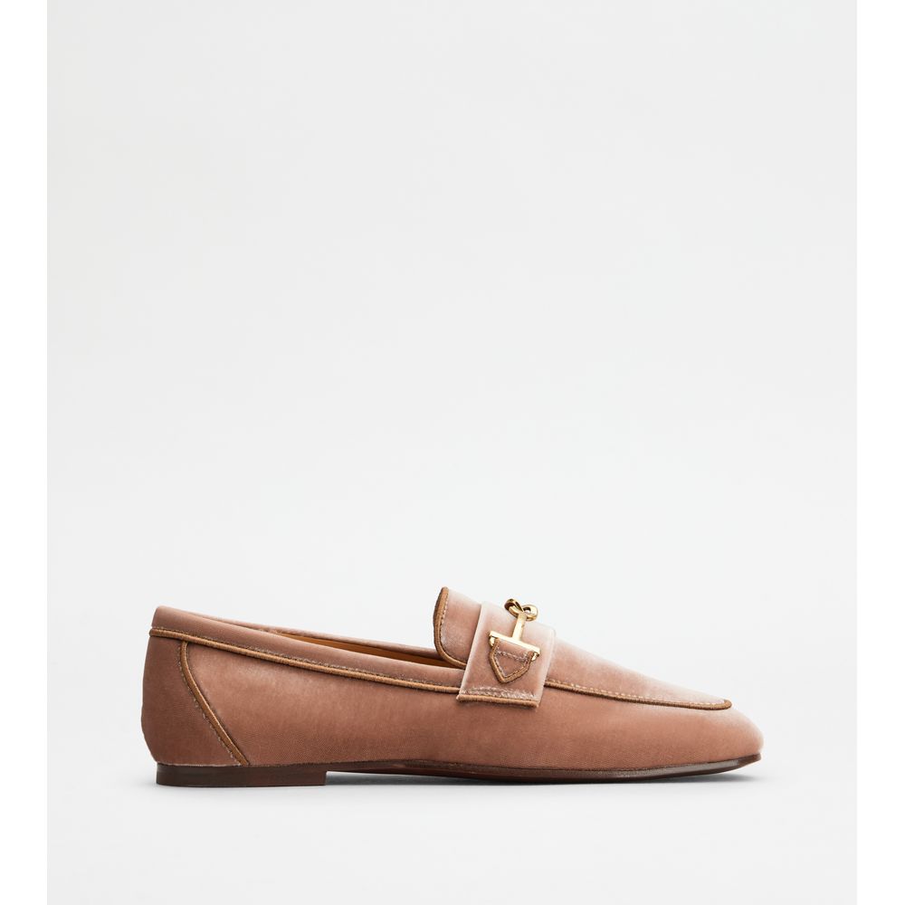 Tods Loafers In Velvet Pink Womens