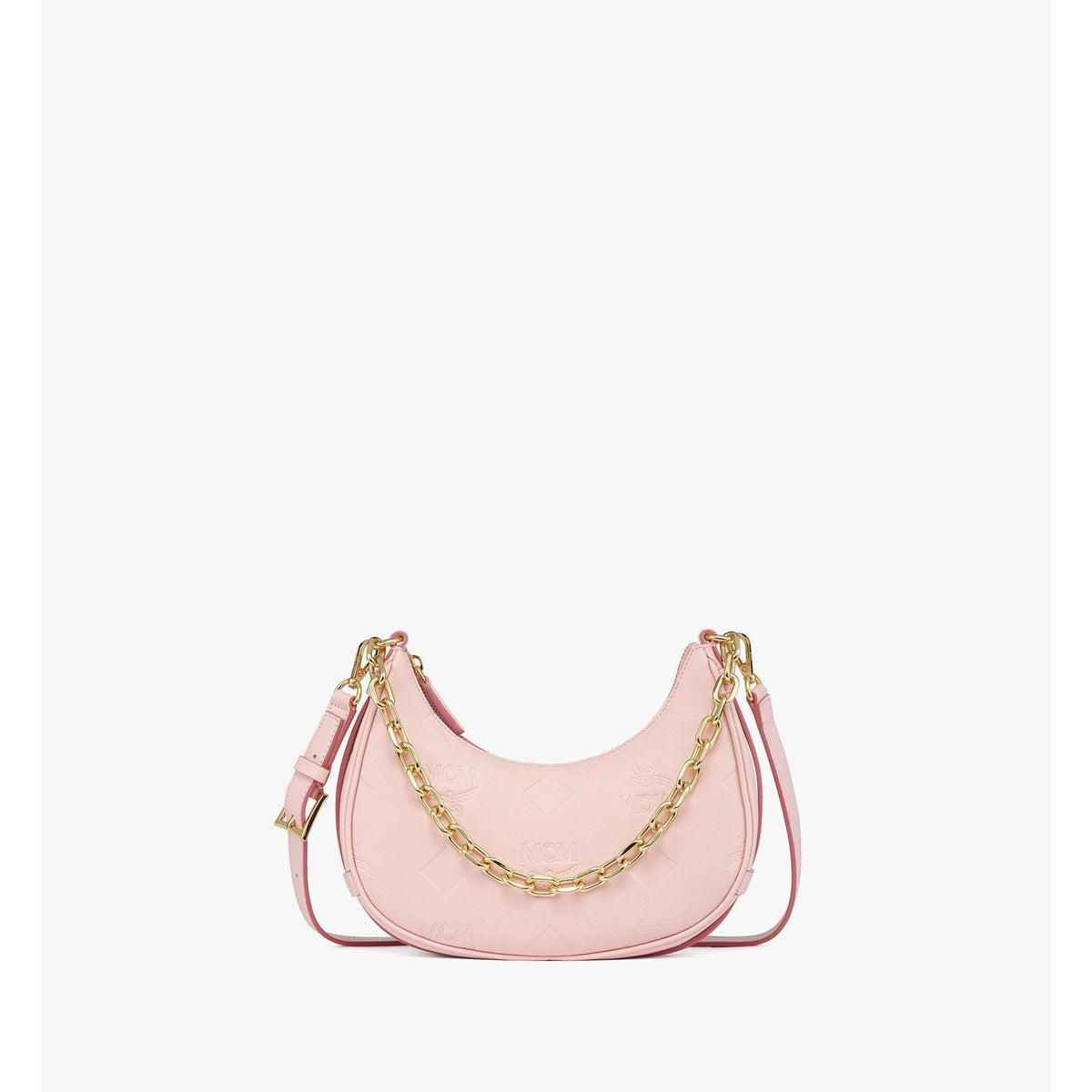 MCM Small Aren Crescent Hobo Bag in Maxi Monogram Leather